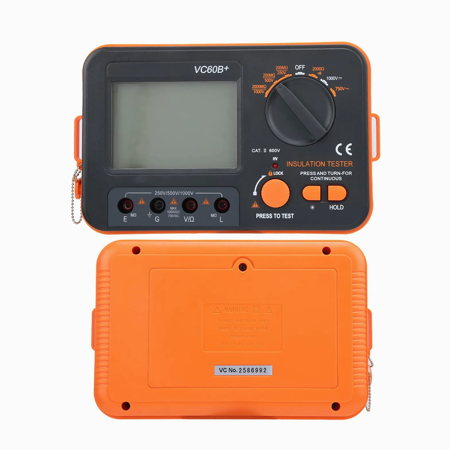 Medidor de prueba eléctrico SustVita para medición de aislamiento, megóhmetro digital de 1000 V 2 GΩ con función de retención de datos y pantalla retroiluminada para uso industrial