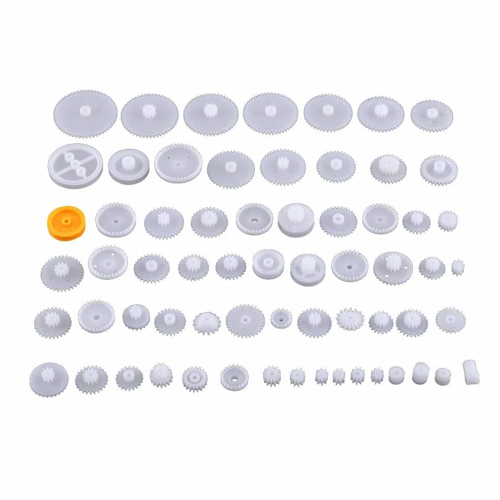 Juego de Kit de Polea de Engranaje, Plástico, DIY, Accesorios de Fabricación, 64 Piezas
