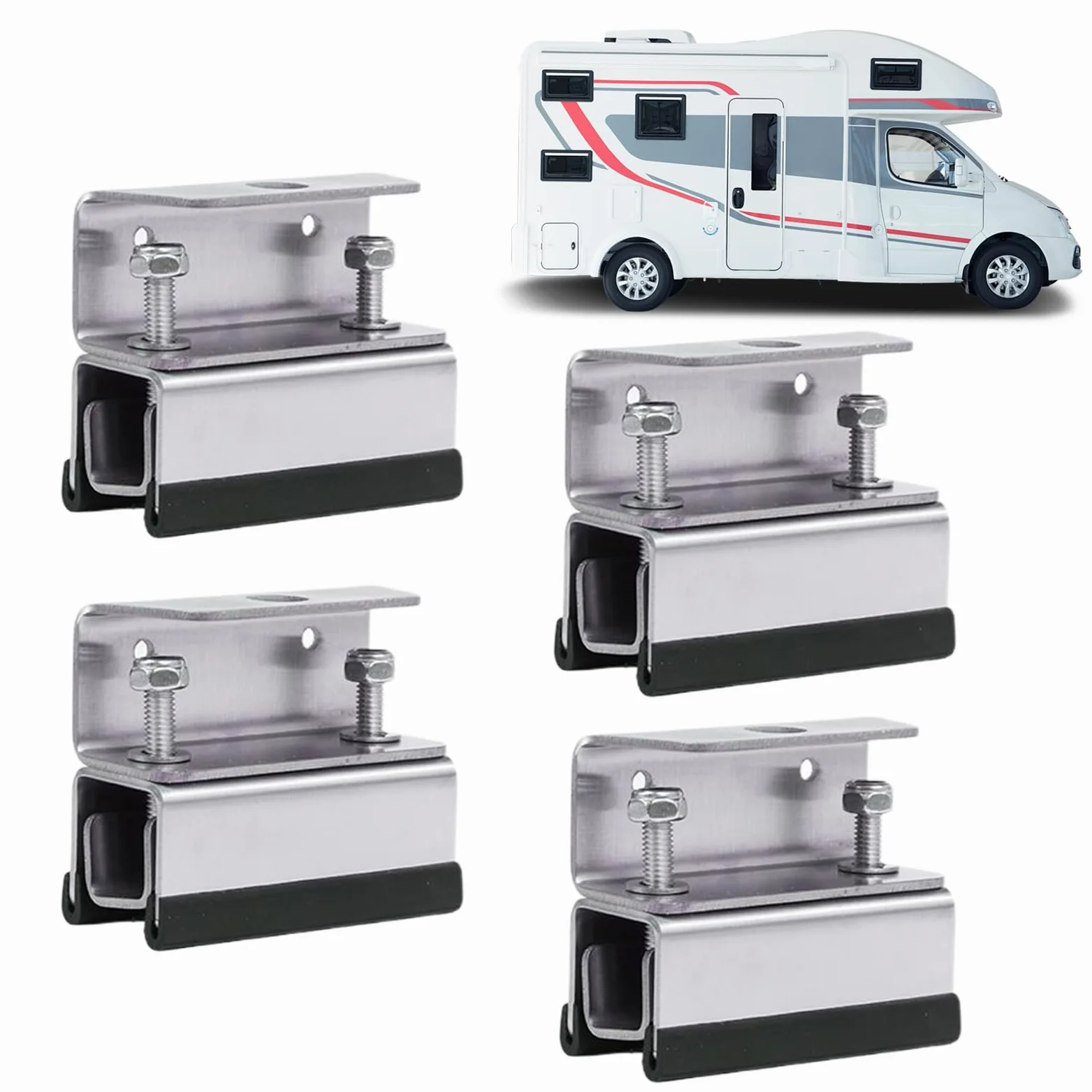 Montaje Para Paneles Solares En Techo Kit de 4 Soportes de Montaje para | Estructura De Acero Inoxidable Para Techos De Caravanas, Embarcaciones, Remolques Y Camping