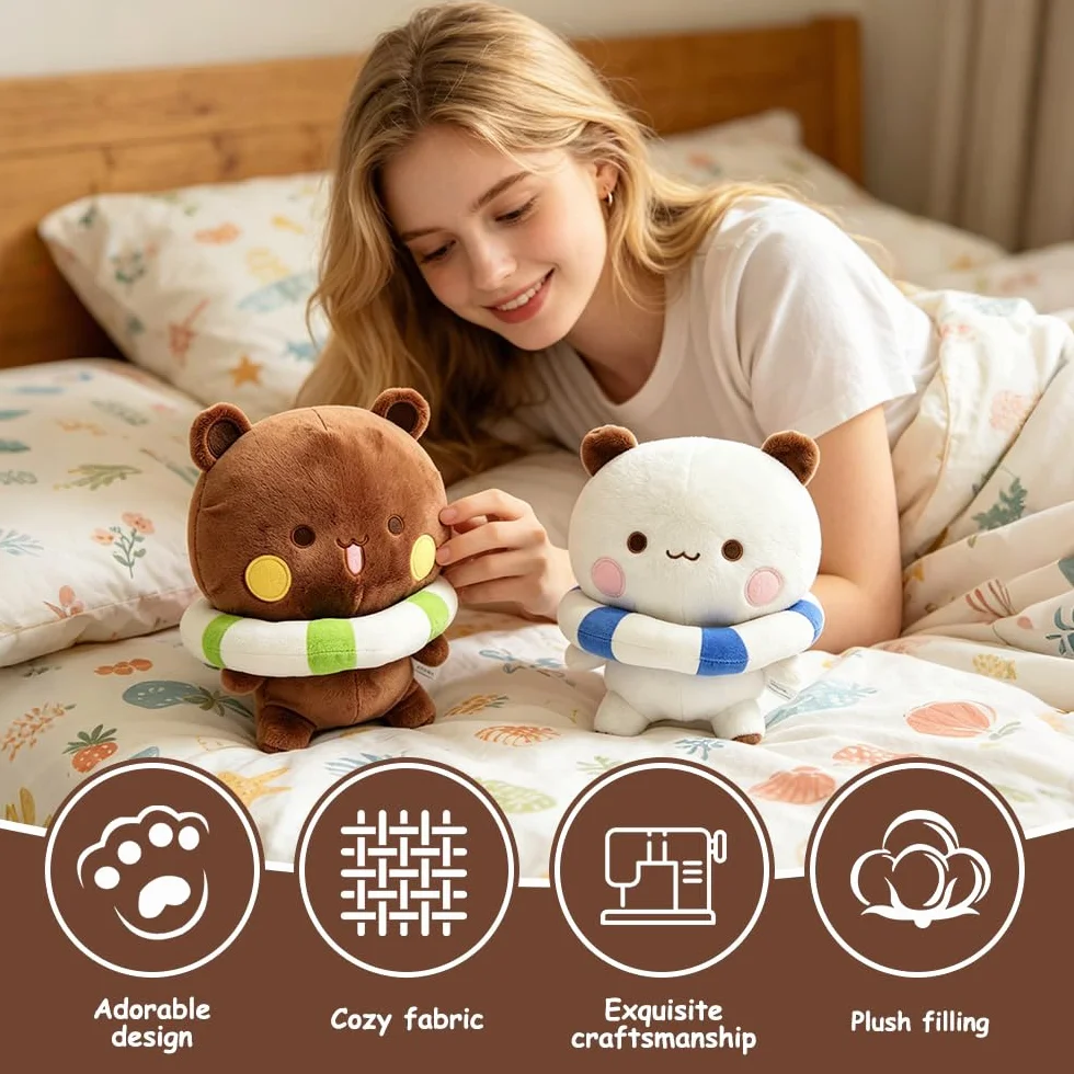 Peluche Bubu y Dudu 22cm Oso y Panda Almohada Cojín