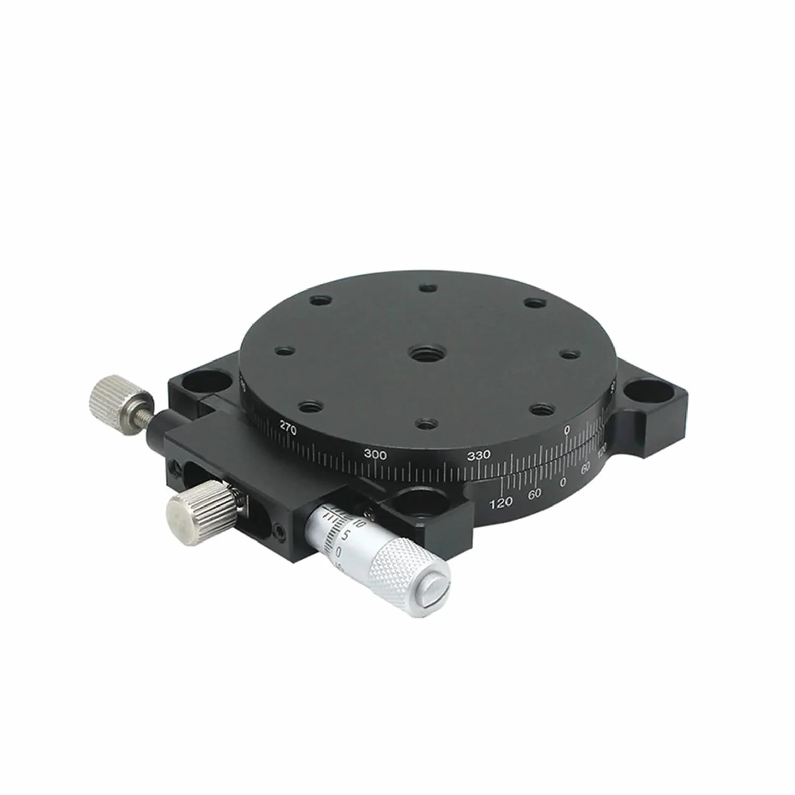 Eje Etapa Lineal giratoria Eje R 125MM Manual 360 Grados Mesa Deslizante giratoria micrómetro precisión Desplazamiento ángulo Ajuste Plataforma óptica 125-L