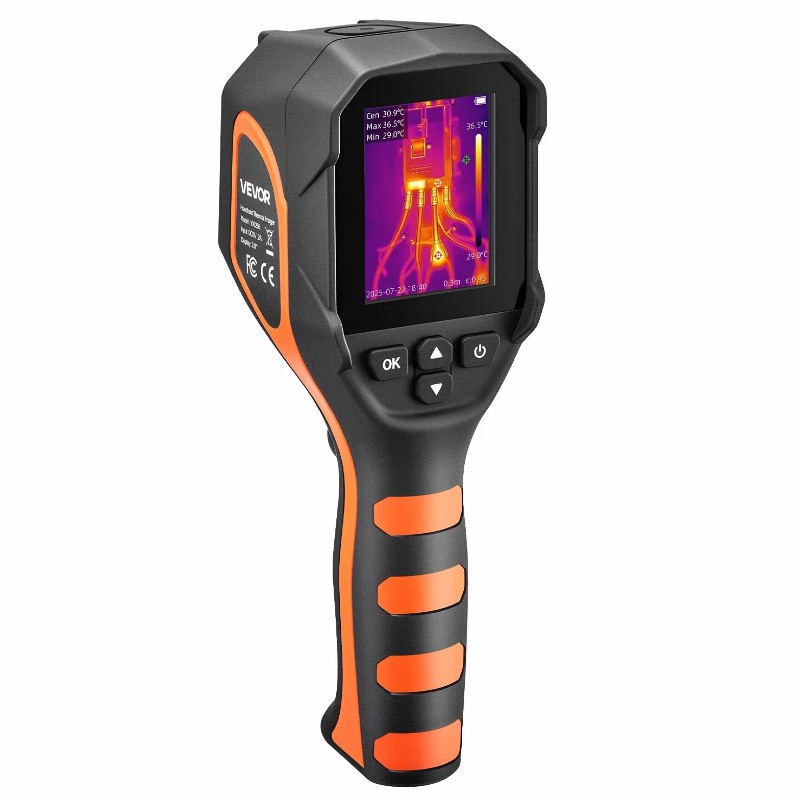 VEVOR Cámara Térmica de Mano Resolución TISR de 320x240, Cámara Termográfica Resolución IR de 256x192, Frecuencia de Actualización de 25 Hz, Rango de Temperatura de -20°C a 550°C, 4 Modos de Imagen