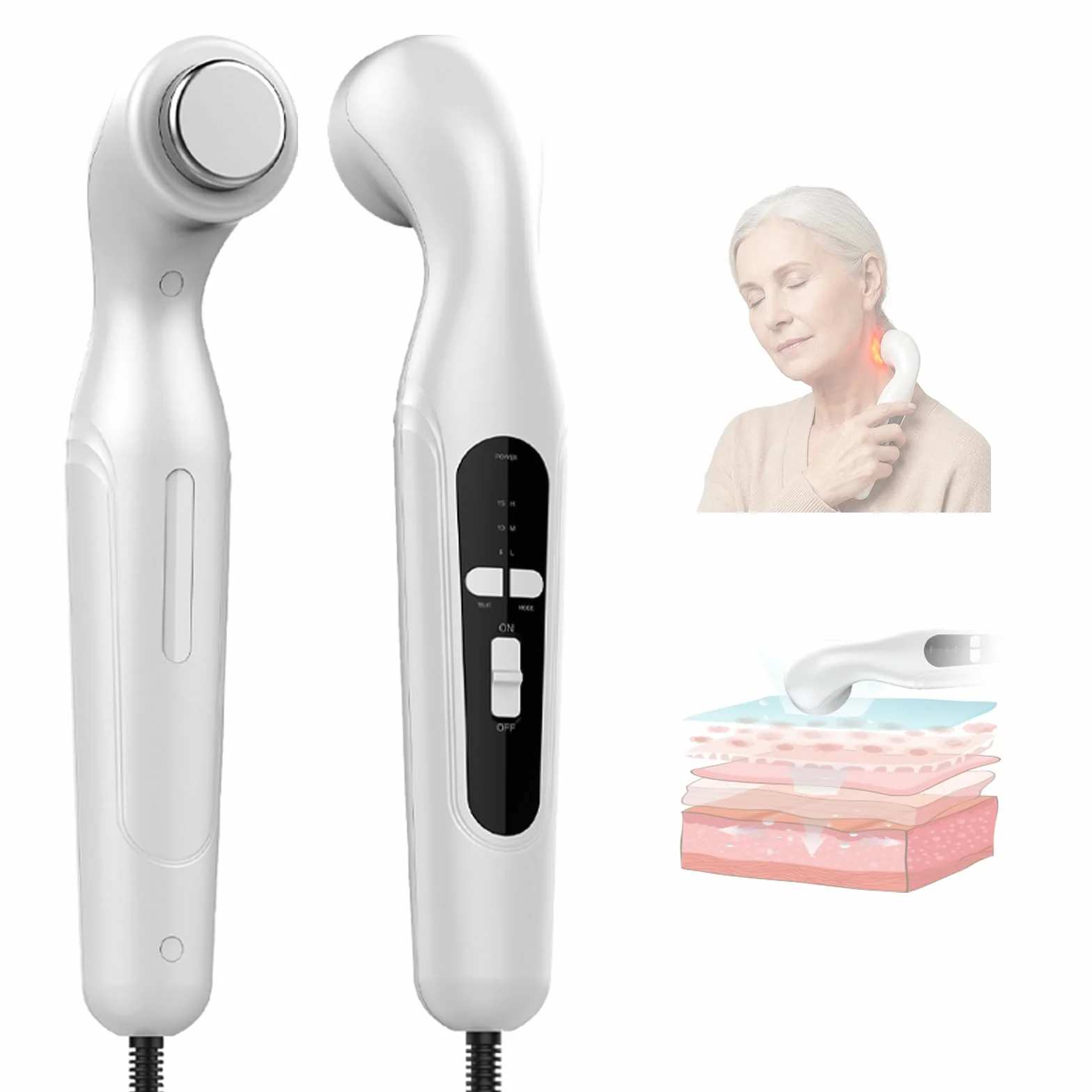 Dispositivo De Fisioterapia Por Ultrasonido, Dispositivo de ultrasonidos portátil para uso doméstico, dispositivo de ultrasonidos de mano para terapia del dolor y osteoartritis 3 niveles de velocidad