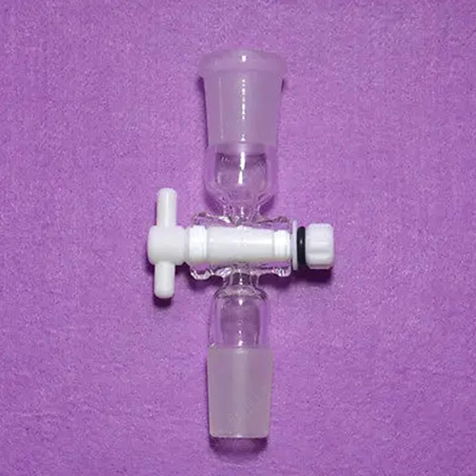 Adaptador de laboratorio de control de flujo de vidrio de laboratorio con llave de paso PTFE 24/40