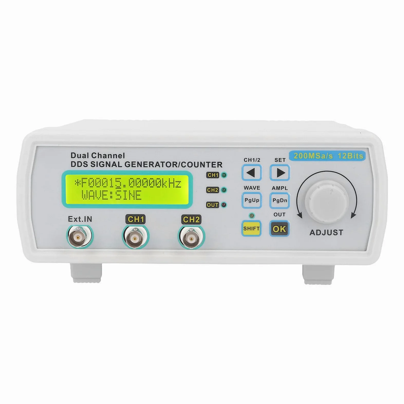 Gonetre Contador de Generador de Señal DDS, Generador de Función de Forma de Onda Arbitraria de Doble Canal de 25MHz (Enchufe europeo 100-240V) | Forma de Onda Programable de 2 Canales, Amplitud de 20 Vpp, Medición de Frecuencia, 16 Formas de Onda de Usua