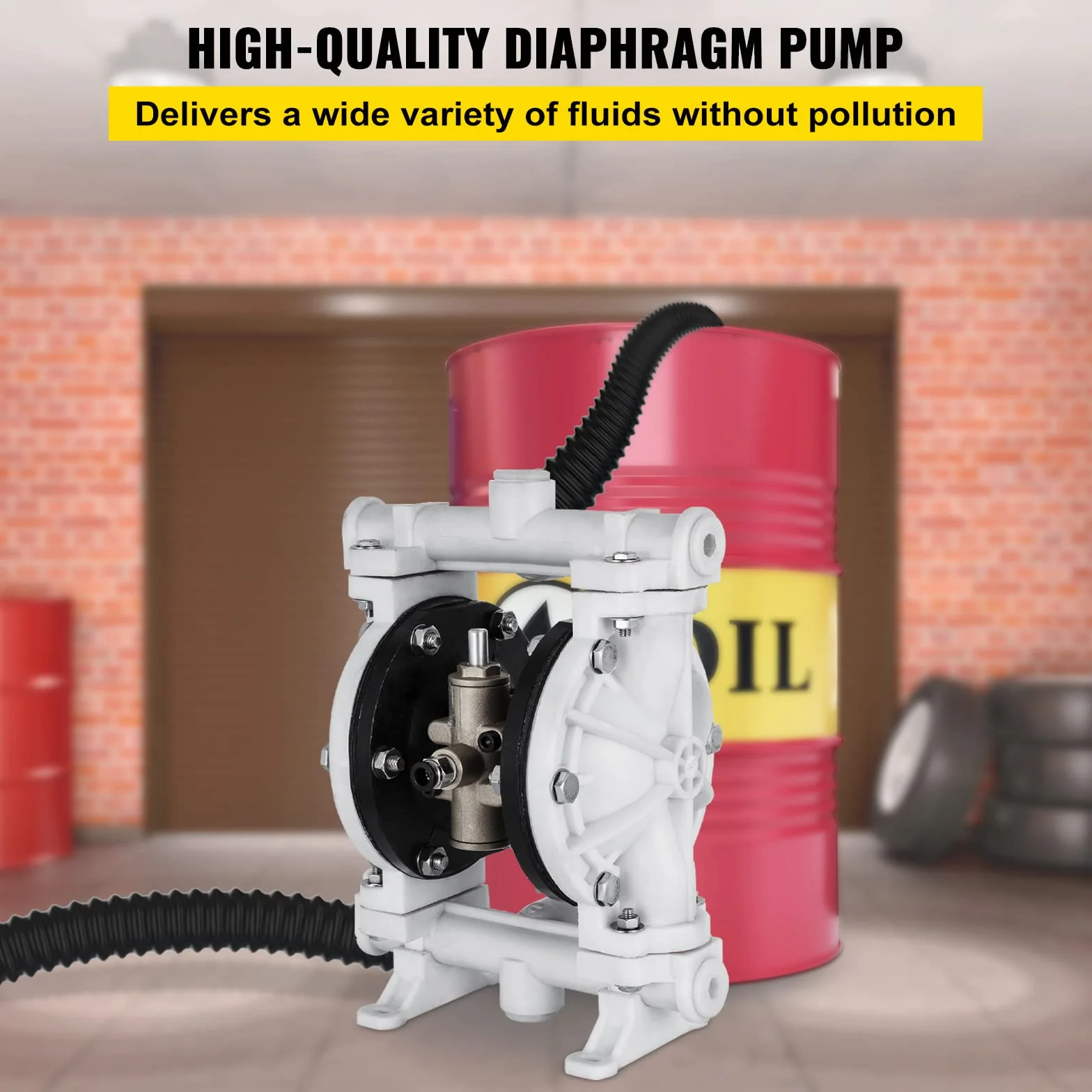 VEVOR Bomba neumática de doble diafragma 13,2 GPM 120 PSI 12,7 mm PTFE para transferencia de fluidos
