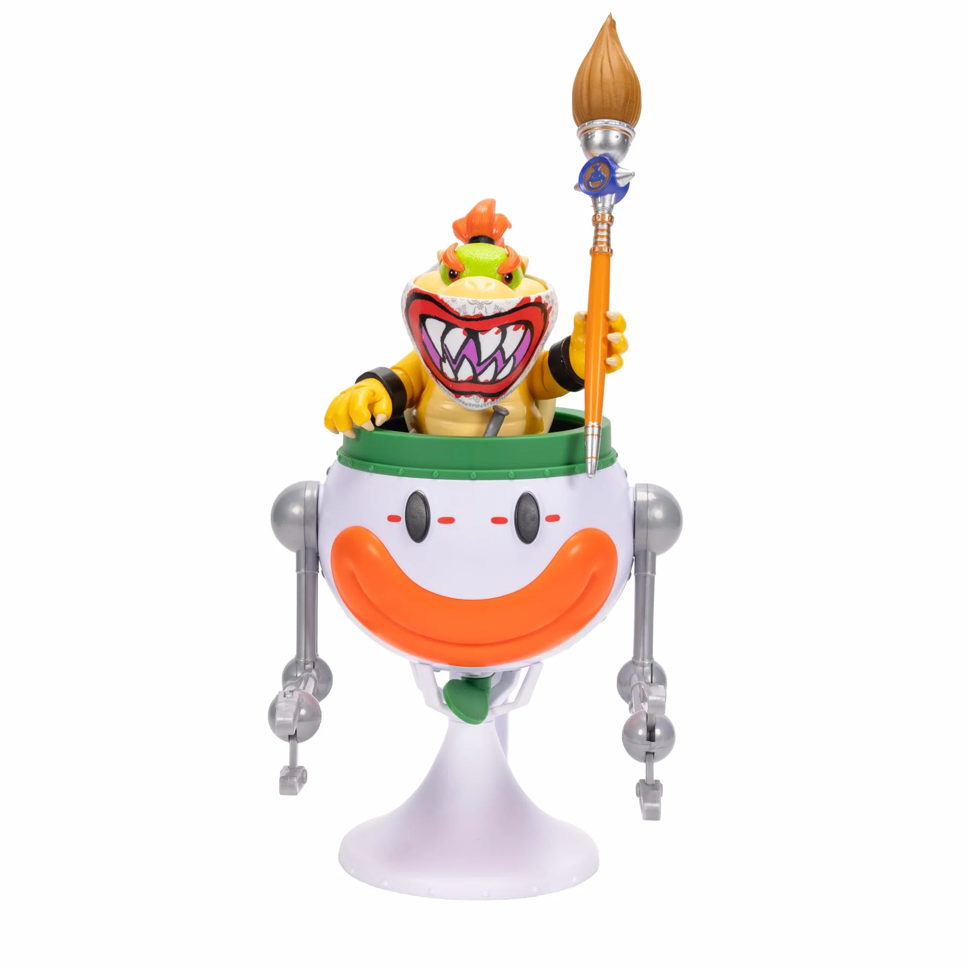 Super Mario Galaxy Figura Bowser Jr. 13 cm con Coche Payaso Pincel Pegatinas Agua