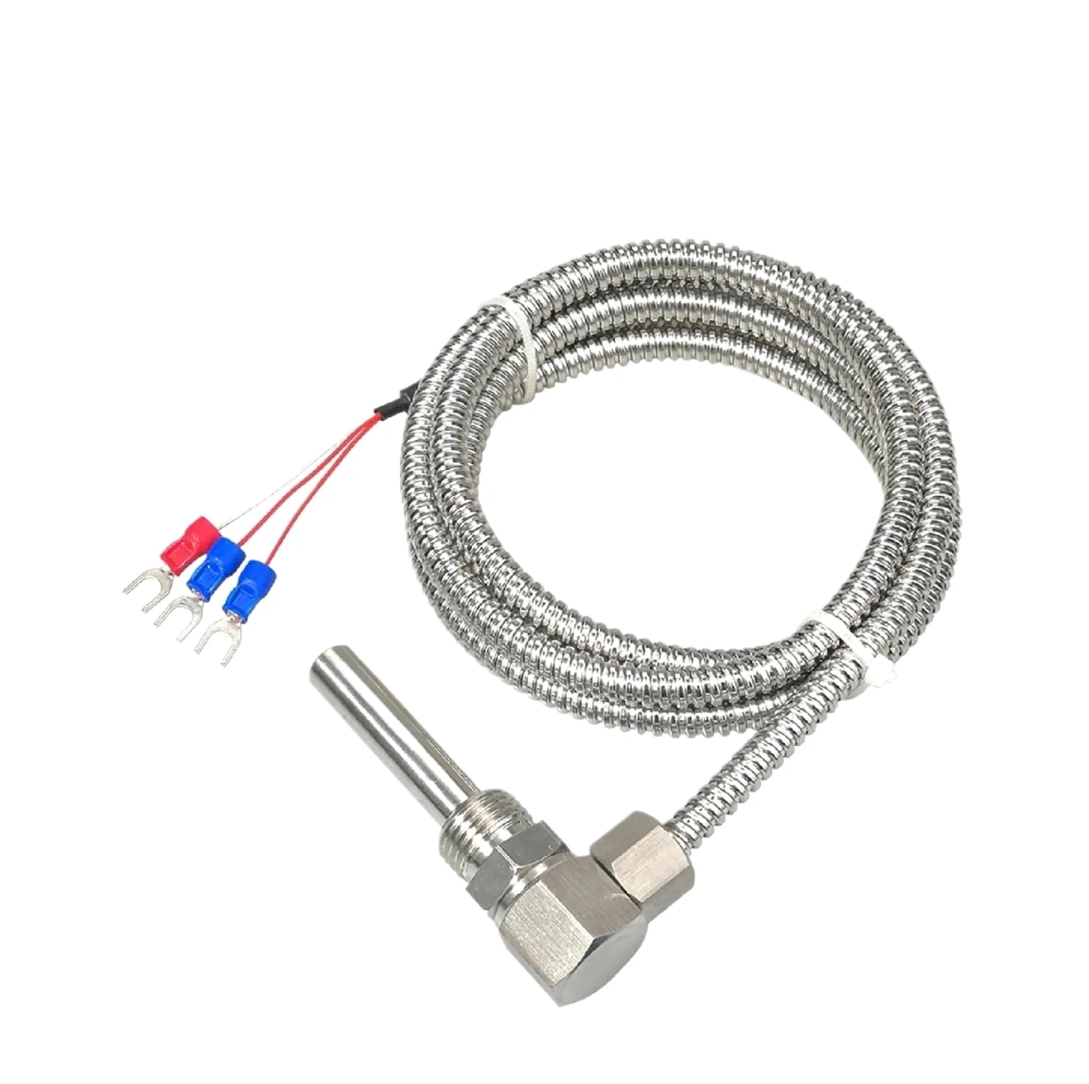 Capteur de température Sensor de Temperatura del cojinete del Motor, sonda RTD PT100, Sensor de Temperatura roscado en Forma de L, sonda Industrial de Acero Inoxidable(Pt100 4M)
