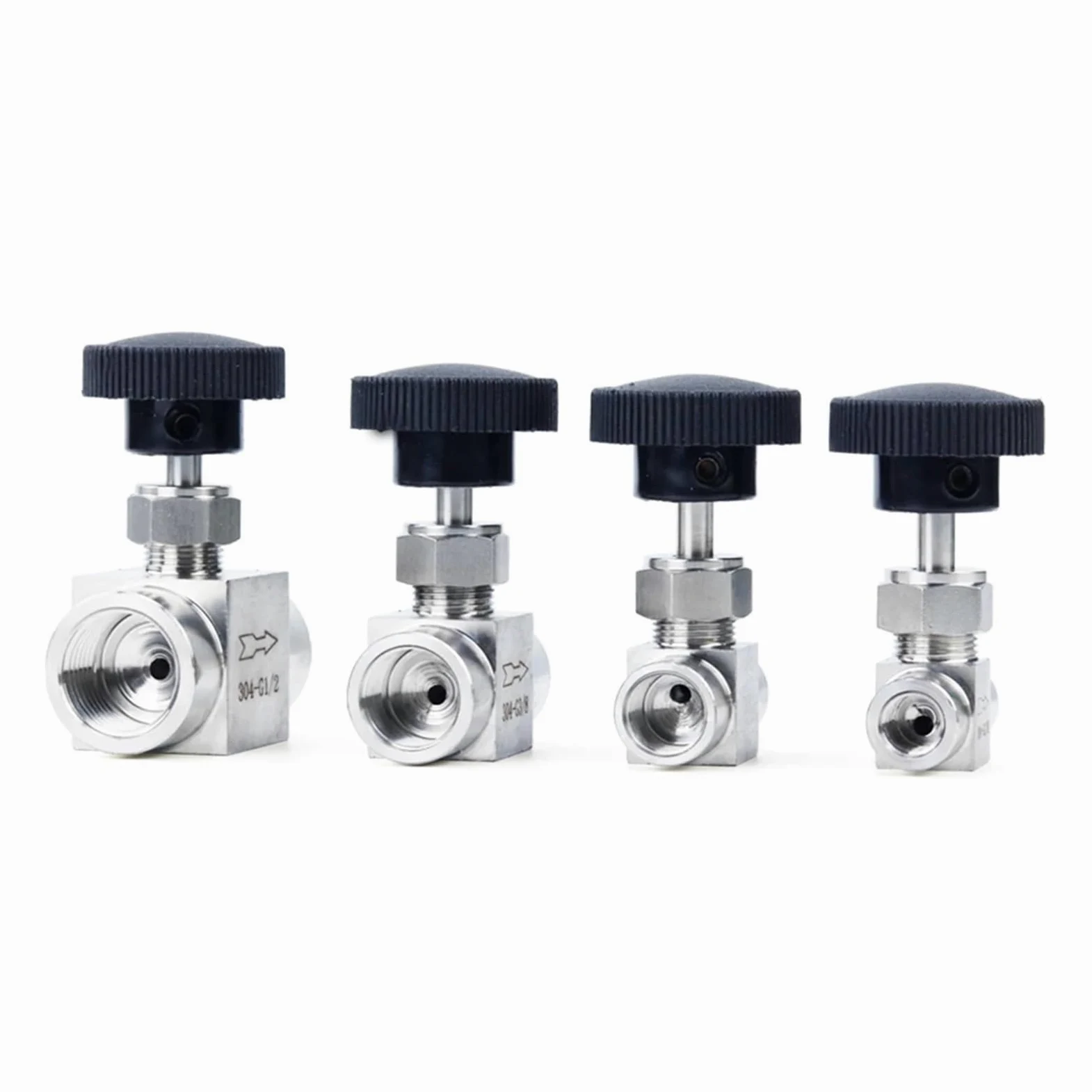 2 uds 1/8 "1/4" 3/8 "1/2" hilo femenino 304 Control de Flujo ajustable de acero inoxidable válvula de aguja de cierre ángulo recto agua Gas(3/8 inch,Straight Type)