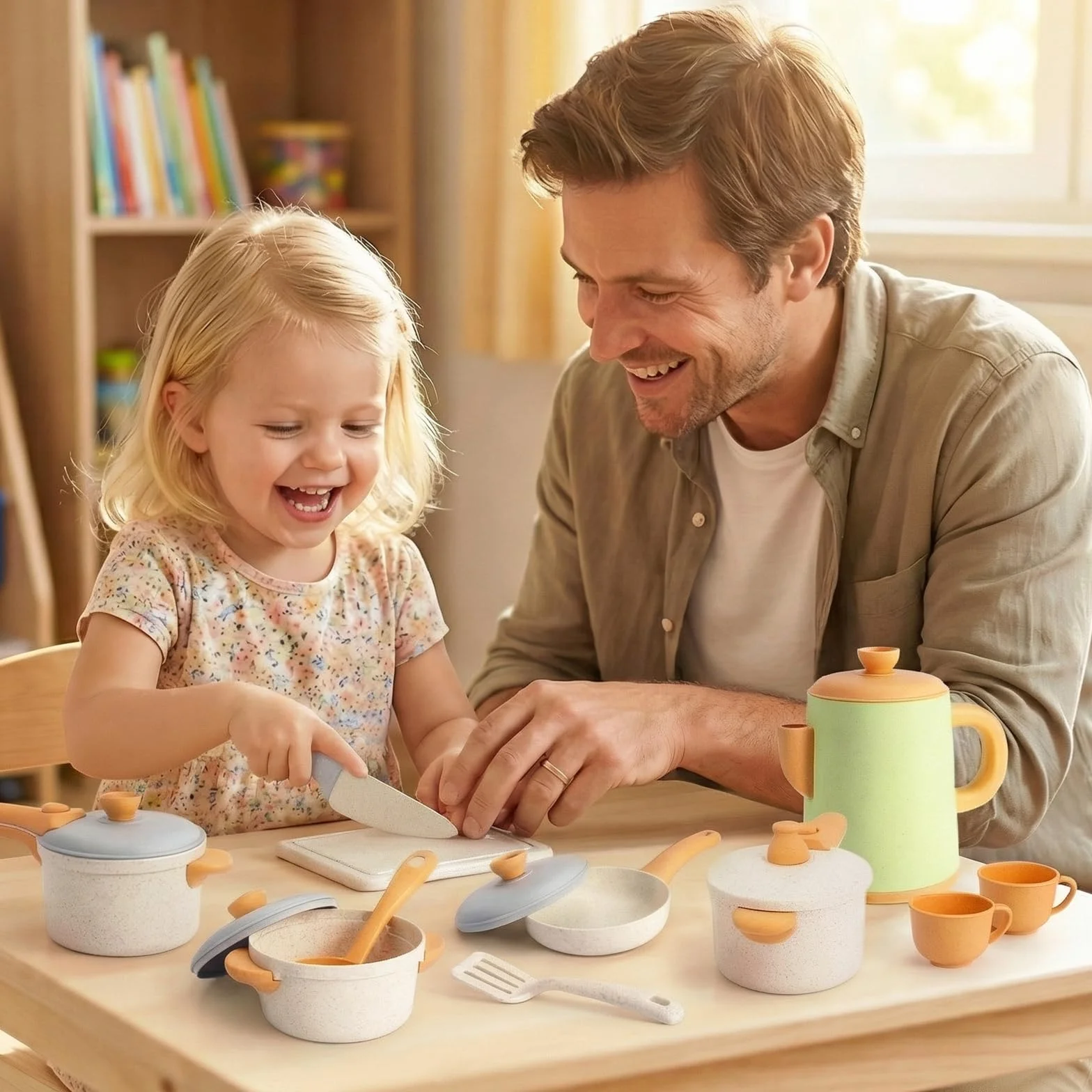 HYAKIDS Juego de Cocina para Niños, Ollas y Sartenes, Utensilios de Chef 3-5 Años