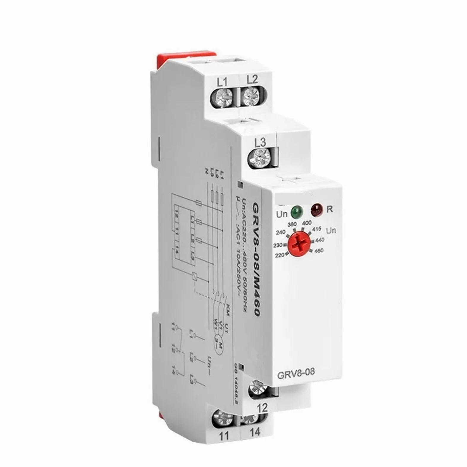 GRV8-08 Relé de sobretensión y subtensión, fallo de fase, secuencia de fase, relé de Control de asimetría, 1 Uds. (Size : GRV8-08D M460)