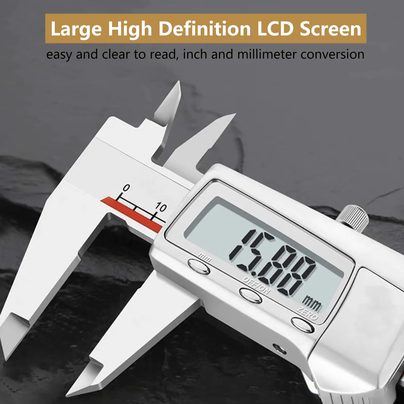 Pie de Rey Digital con Pantalla LCD,Calibre Digital Electrónica de Acero Inoxidable,Profesional Electrónico Vernier Caliper para Mediciones Externas,Internas,Profundidad y Paso,200mm/8"
