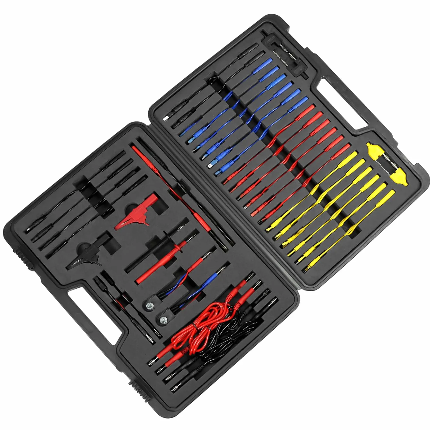 QWORK® 92 Piezas Multímetro Cables de Prueba Kit, Multifuncional Conjunto de Diagnóstico de Circuito Automotriz con Pinzas de Cocodrilo, Sondas, Terminales de Conexión