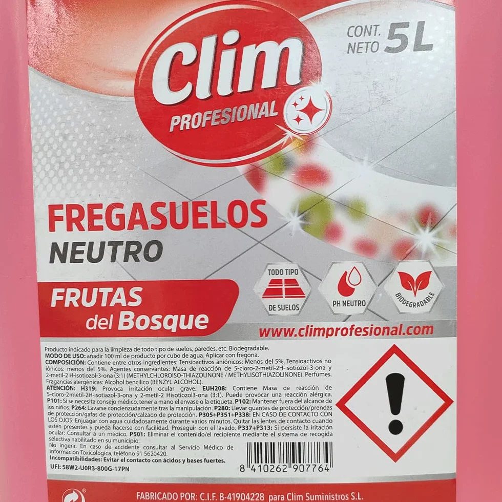 Clim Profesional 3 Fregasuelos pH Neutro Biodegradable Pack 3 Garrafas 5L