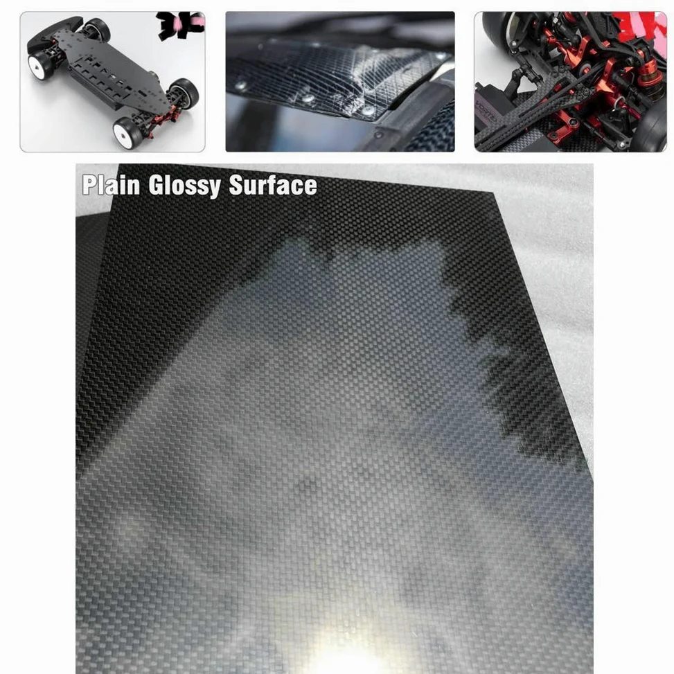 3K Fibra de Carbono Placa de Fibra de Carbono Planeado Placa de Placa de Placa Brillante Tejido Marco Laminado Puro para RC Drone Quadcopter,350mm x 400mm x 4mm