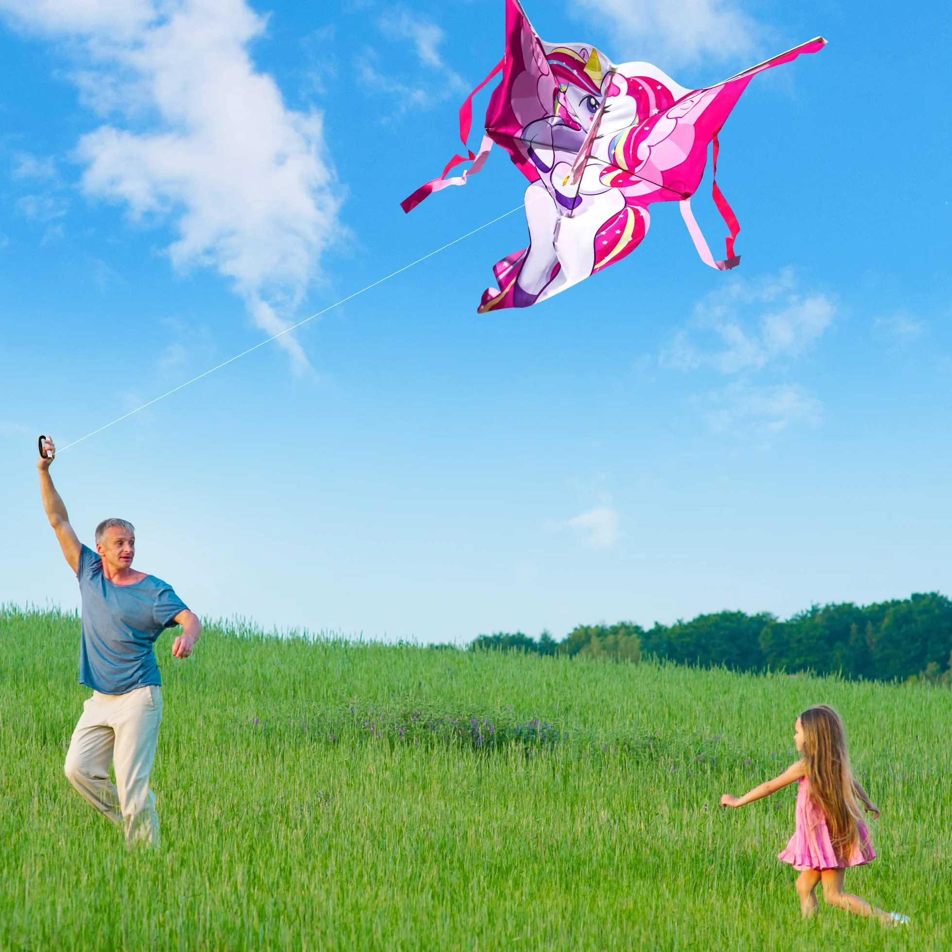 JOYIN Cometa de unicornio de 43.3 pulgadas para niños y adultos, cometa de playa grande