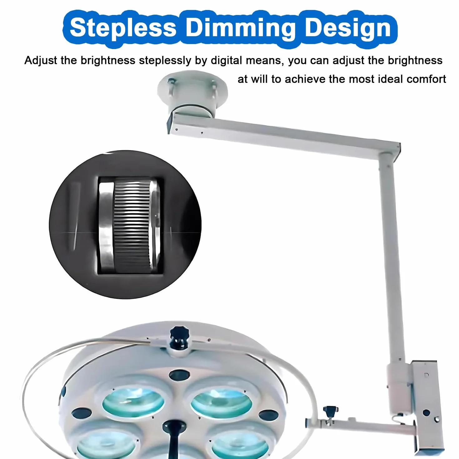 Lámpara LED de techo para exámenes médicos quirúrgicos de 25 W, sin sombras, rotación de 360 ​​grados, temperatura de color ajustable, para cirugía dental, otorrinolaringológica y veterinaria.