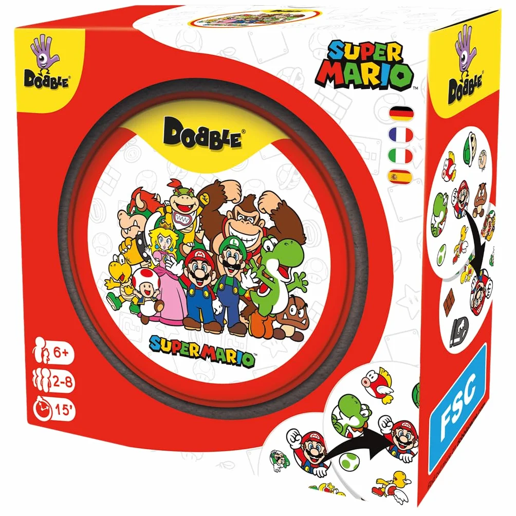 Asmodee Dobble Super Mario Juego de Cartas Observación Velocidad Mesa 2-8 Jugadores 6+