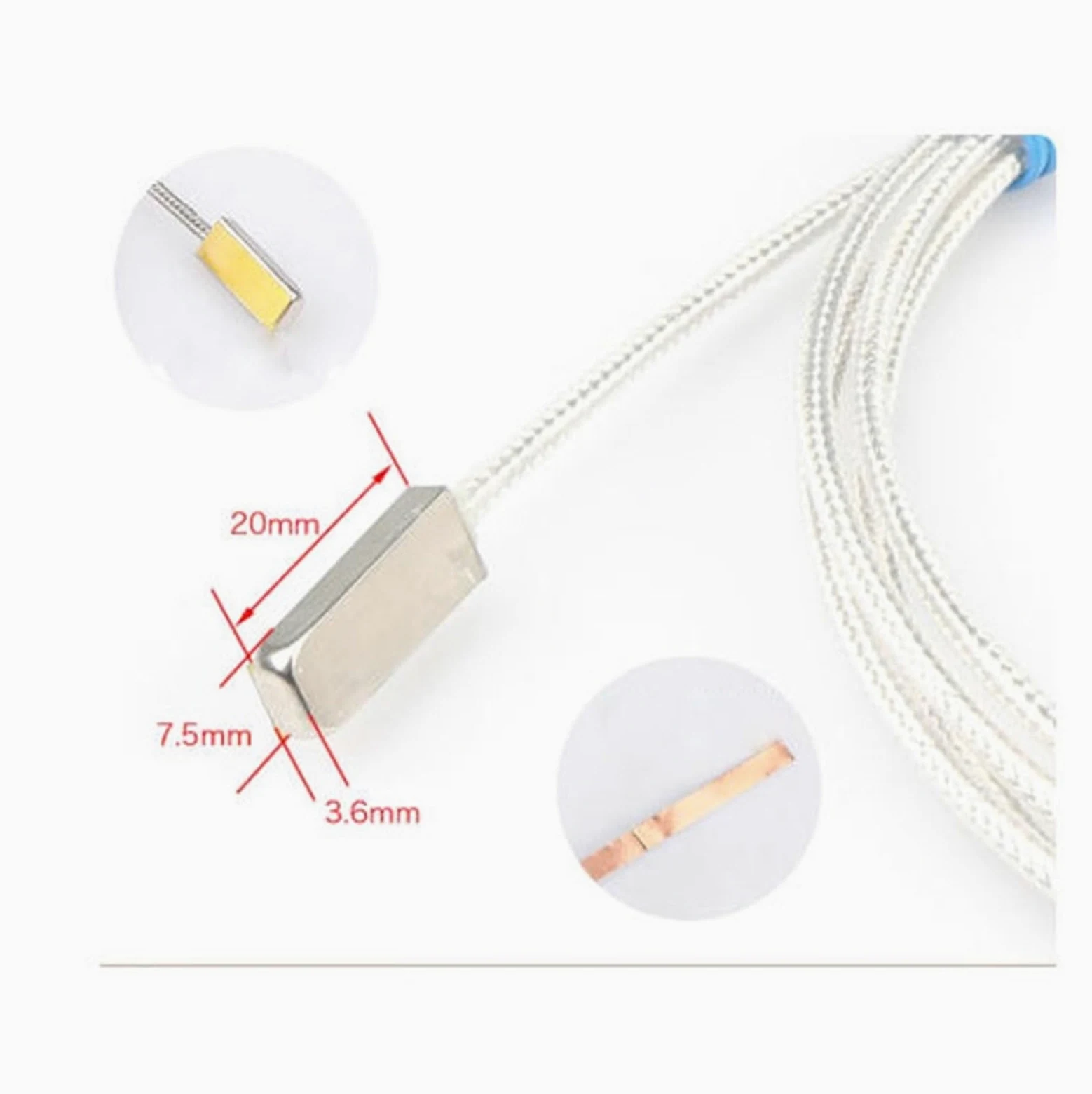 1 unidad tipo K/PT100 Sensor de temperatura de parche de medición de superficie pegada sonda SUS304 resistente al agua con cinta de lámina de cobre | PT100 Cable 10m