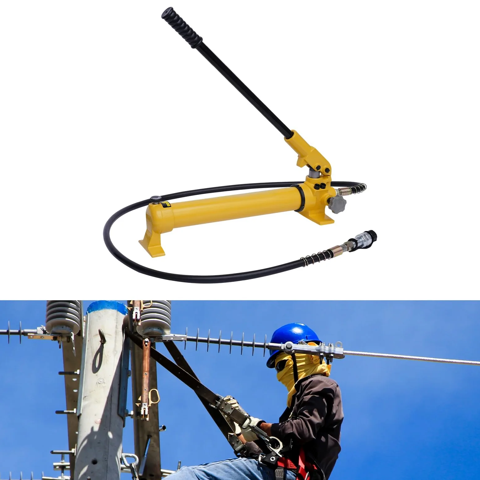 Bomba hidráulica manual 0-70 MPa (700 bar) - Manguera 1,8 m, Interfaz ZG3/8", 700 cc, para herramienta hidráulica