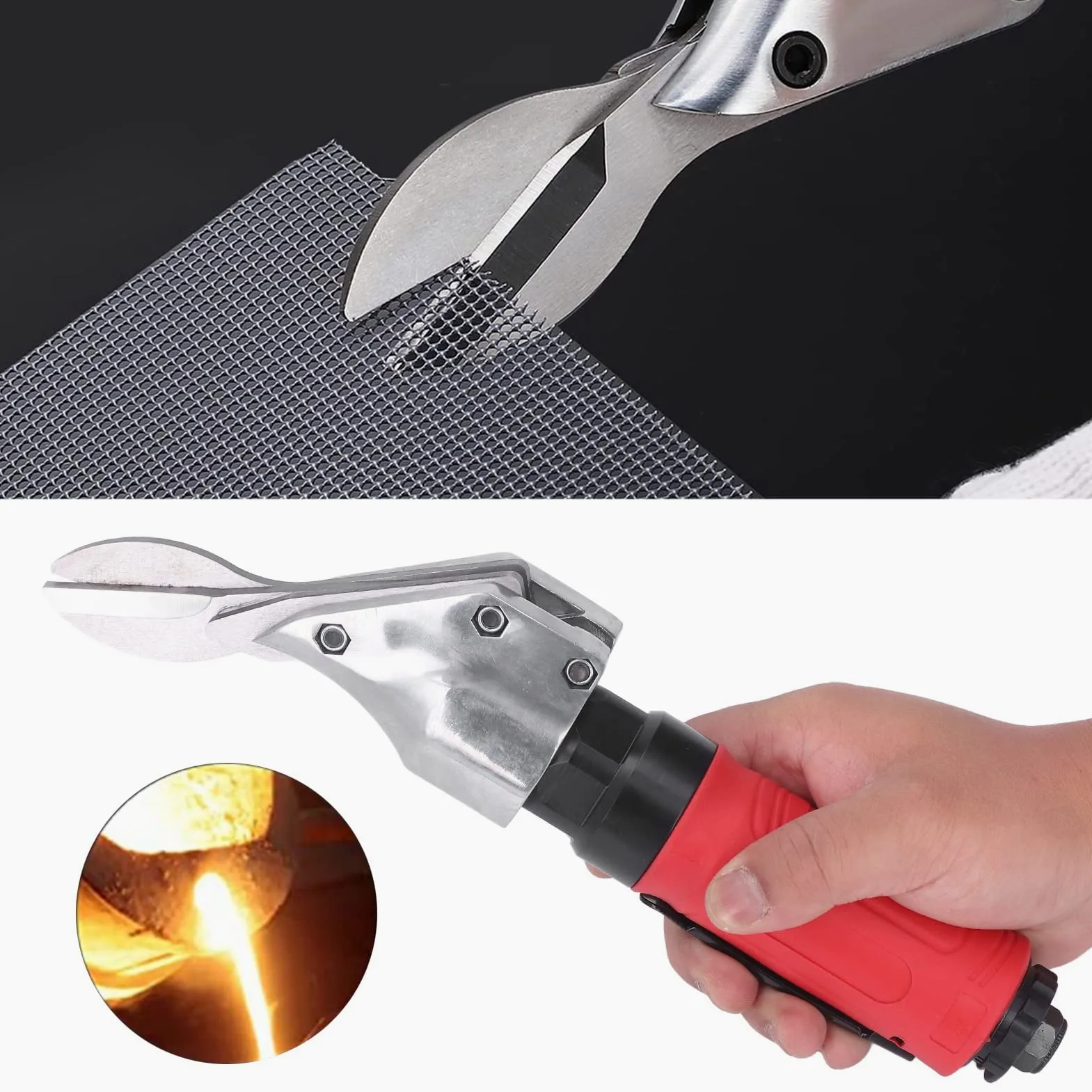 Tijera neumática LOCADENCE, Tijera neumática de 2500 rpm, Cizalla industrial de aire de alta eficiencia, Herramienta de corte neumática recta, Tijera cortadora de metal para hierro