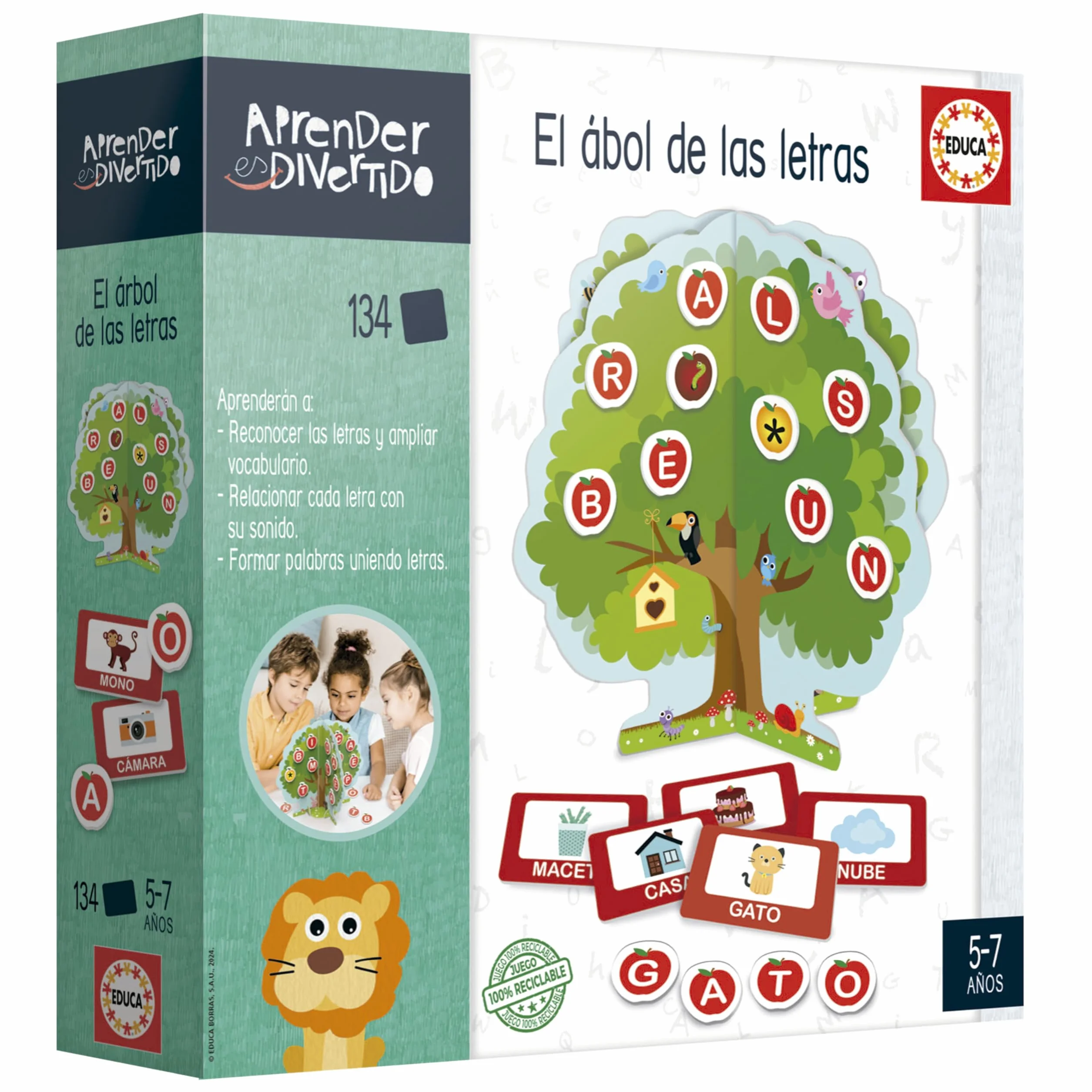 Educa El árbol de Las Letras Juego de Mesa Niños Creación de Palabras y Ortografía Educativo a Partir de 5 6 7 años