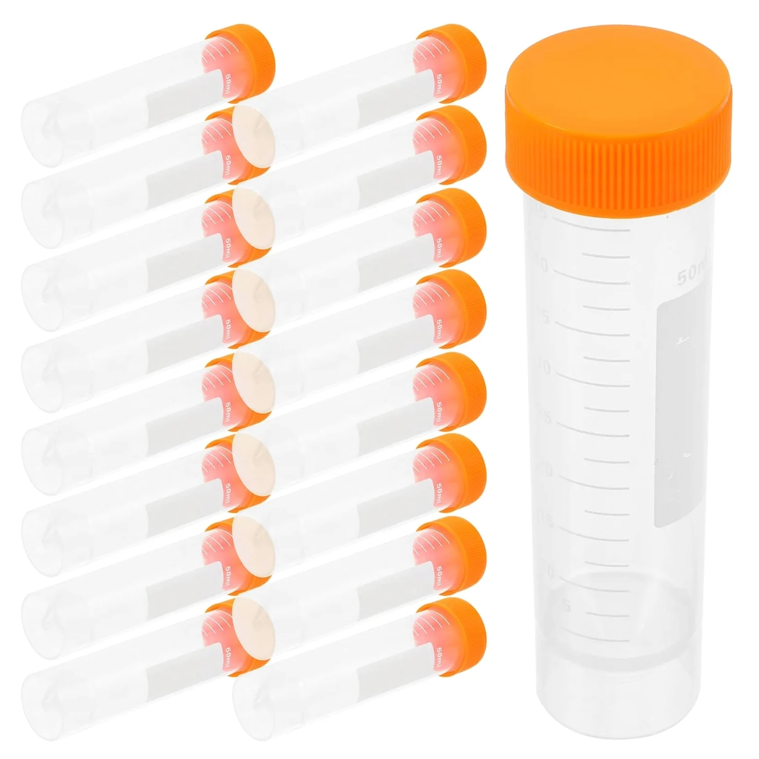 50pcs Centrifuge Tube Laboratory Use Professional Grade Tubes With Scale Markings Screw Port Flat Bottom Structure Plastic