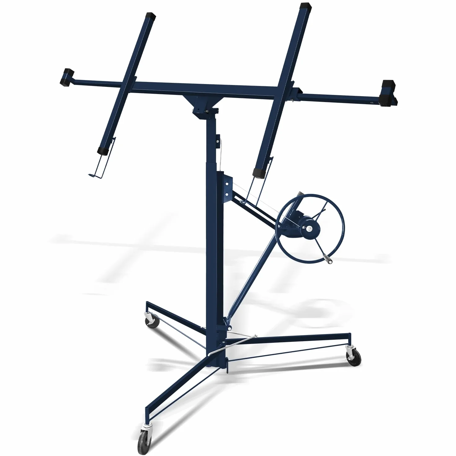 XXL elevador de placas para placas de yeso de hasta 290 cm de brazo de carga y 68 kg de capacidad de carga, altura de trabajo de 140-350 cm, 3 ruedas con freno de estacionamiento, azul