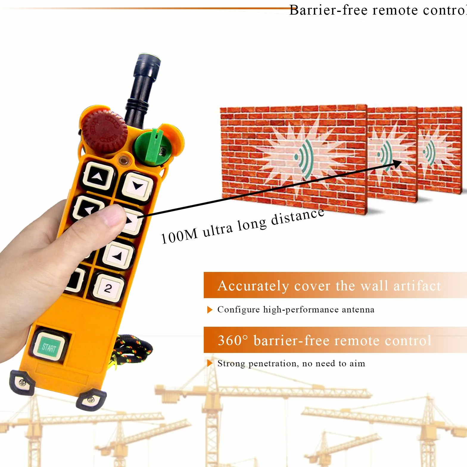 MXBAOHENG Mando para Grua y Polipasto 12-36V con Doble Velocidad F24-8D (1 Transmisor y 1 Receptor)