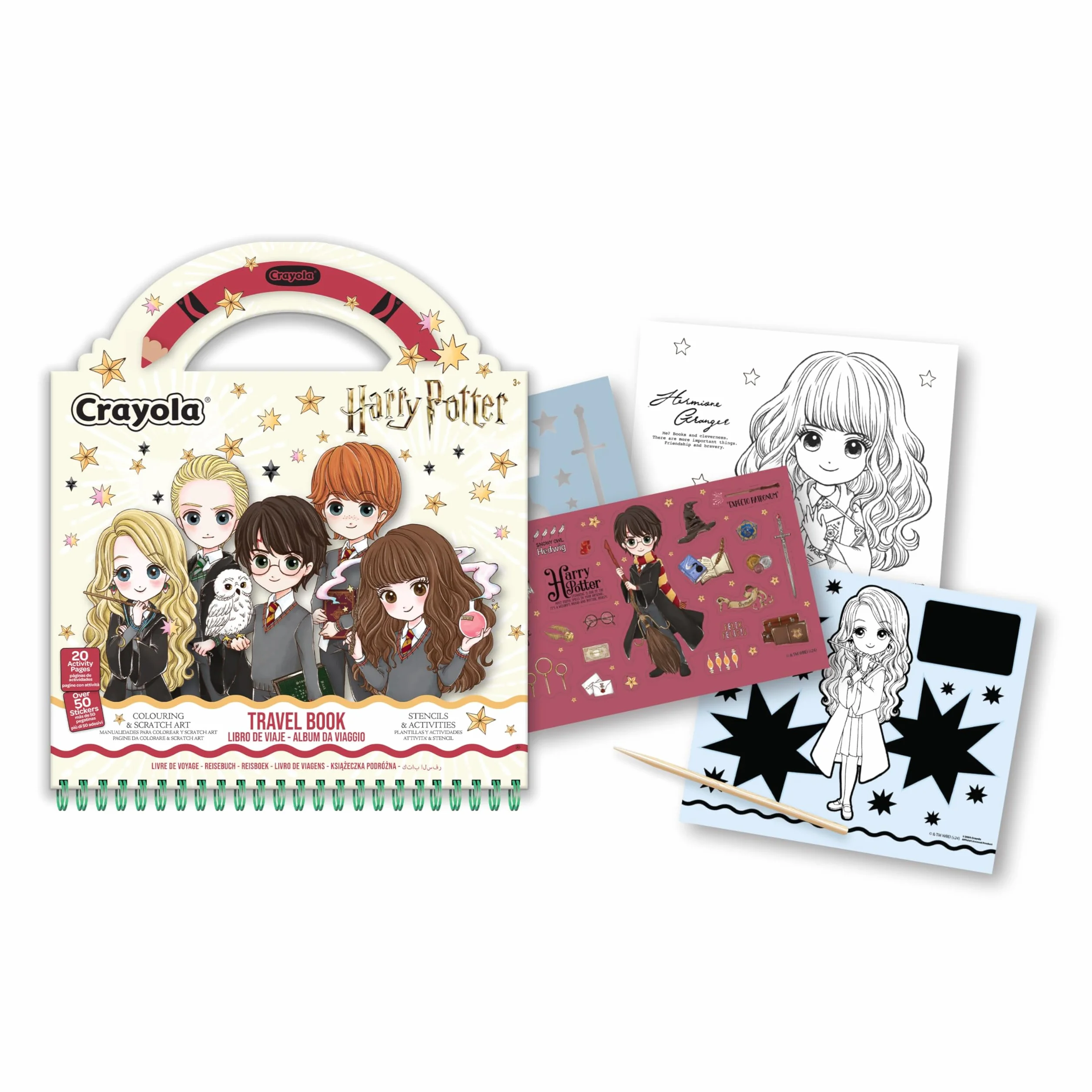 CRAYOLA Harry Potter Álbum de Viaje Set Creativo Actividades Dibujo Plantillas Pegatinas Scratch Art niños 3+