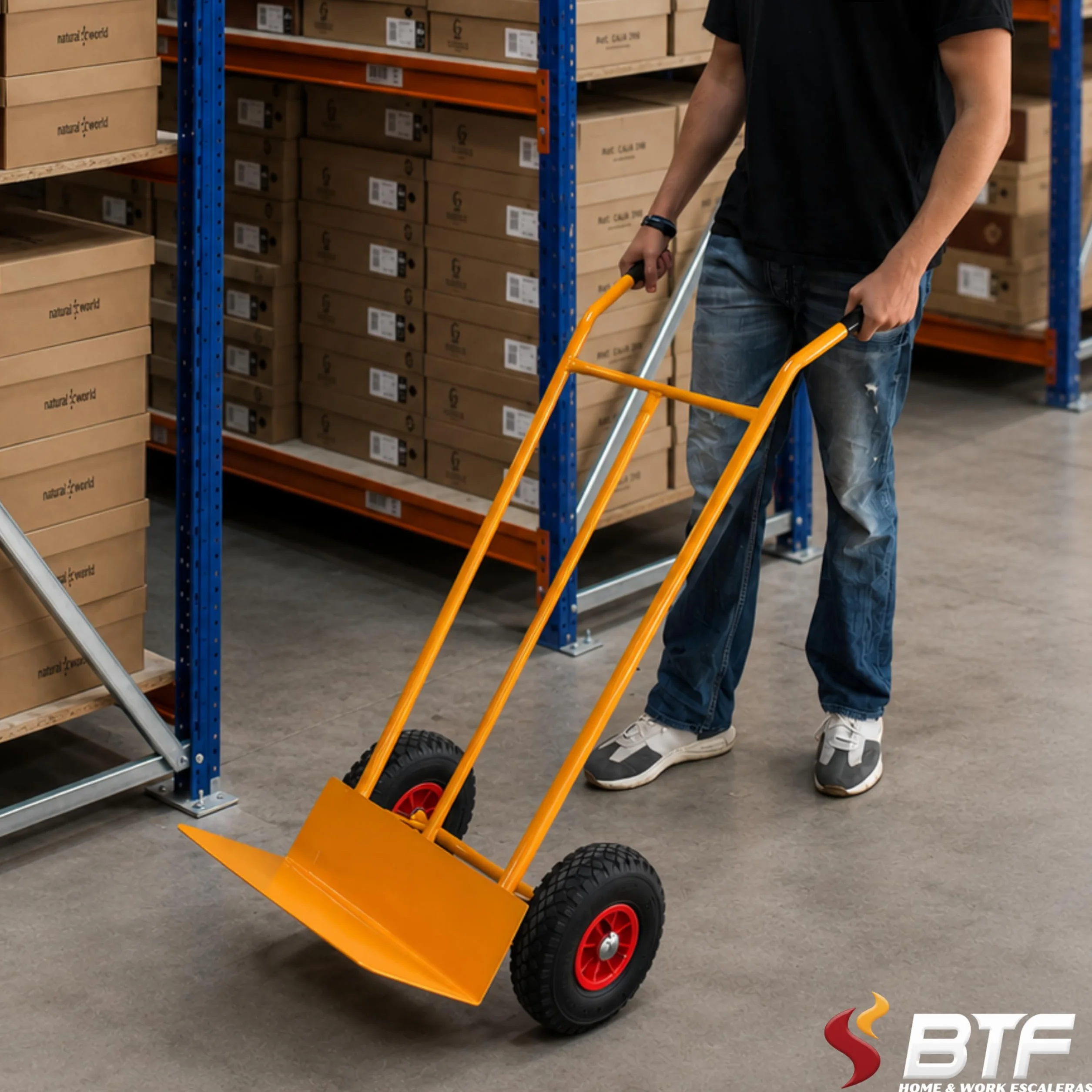 BTF Carretilla de Mano Profesional 300kg Ruedas Neumáticas Carro Transporte