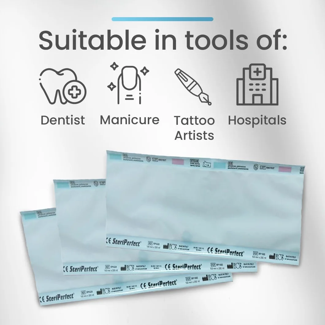 Rollo esterilización autoclave 5,5cm x 200m papel grado médico para herramientas dentales