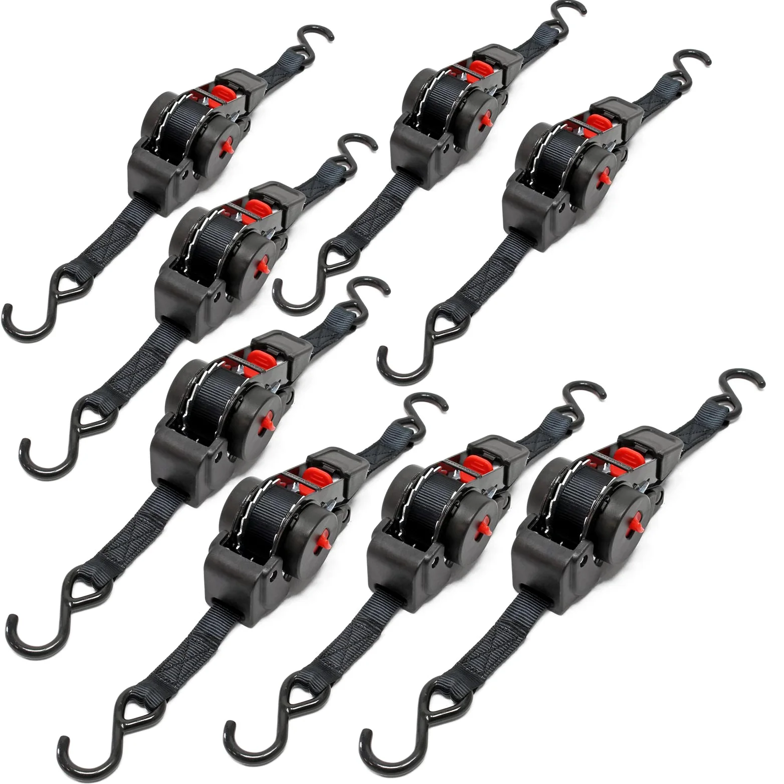 Correas de Amarre automáticas Set 8X Carga de tracción 100daN LGF 0,2 LGL 1,8 m PES Asegurar Carga