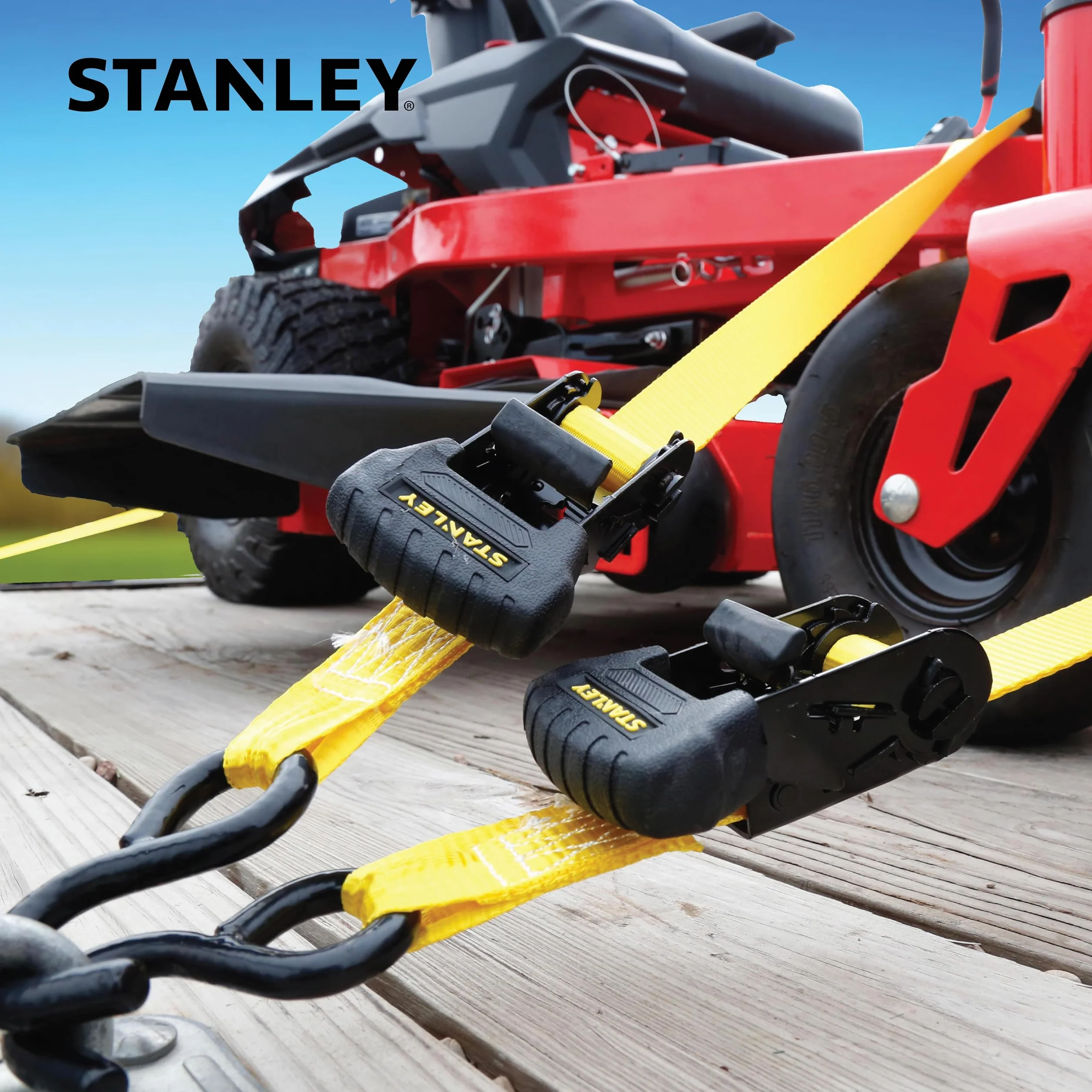 STANLEY S10204 Correas de trinquete preroscadas 1.25 Pulgadas x 16 pies Carga de Trabajo Segura 1 Libra Paquete de 4