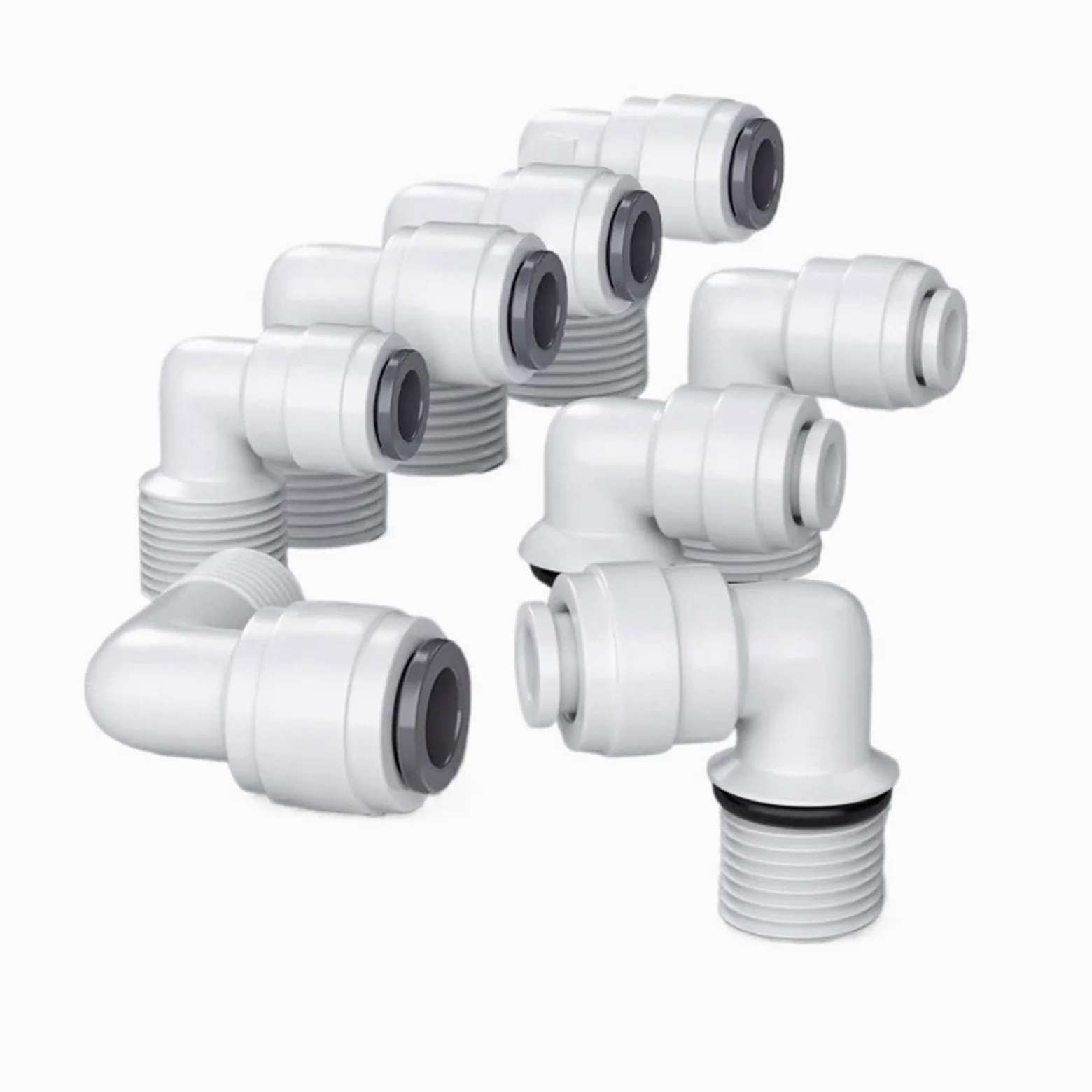 Codo de ángulo recto for agua RO, manguera de 3/8 ", conector de hilo femenino macho de 1/2", filtro, piezas de ósmosis inversa(JSQMK026,50 pcs)