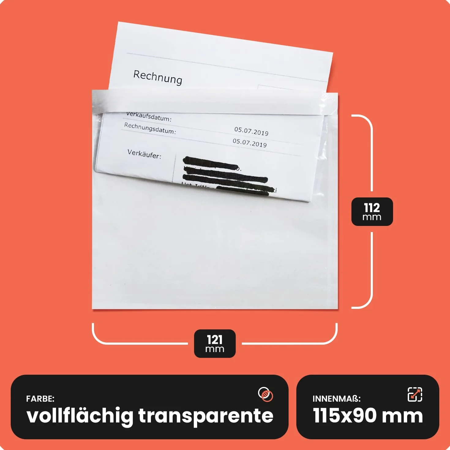 Netuno 2000 sobres portadocumentos DIN C7 121x112mm autoadhesivos transparentes para envío