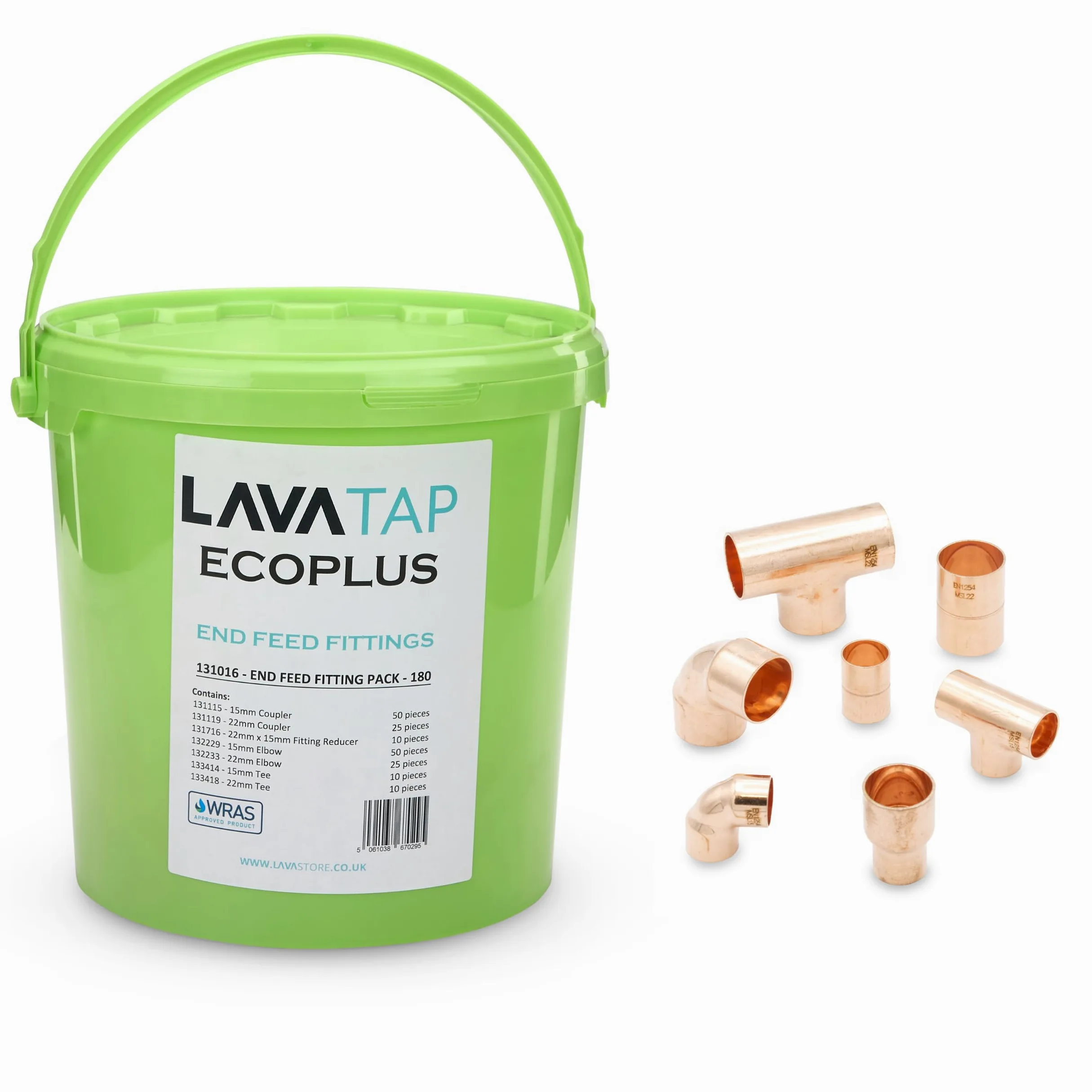 180 piezas de accesorios de tubería de cobre de 15 mm y 22 mm para fontanería, acoplador de alimentación final, codo reductor, cubo de fontaneros