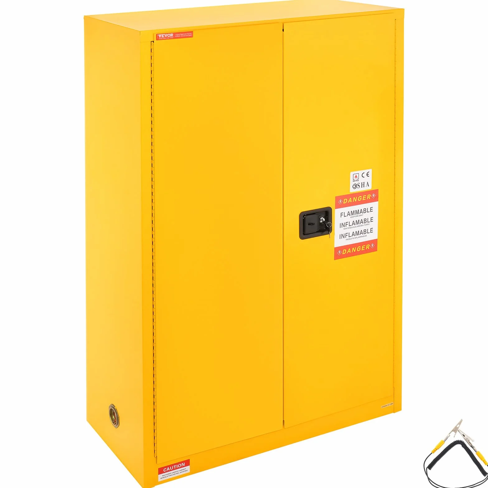VEVOR Armario de Seguridad para Productos Inflamables 170,3 L 109x46x165,5 cm, Armario Ignífugo para Líquidos Inflamables de Acero Laminado en Frío, con 2 Estantes Regulables, para Uso Industrial