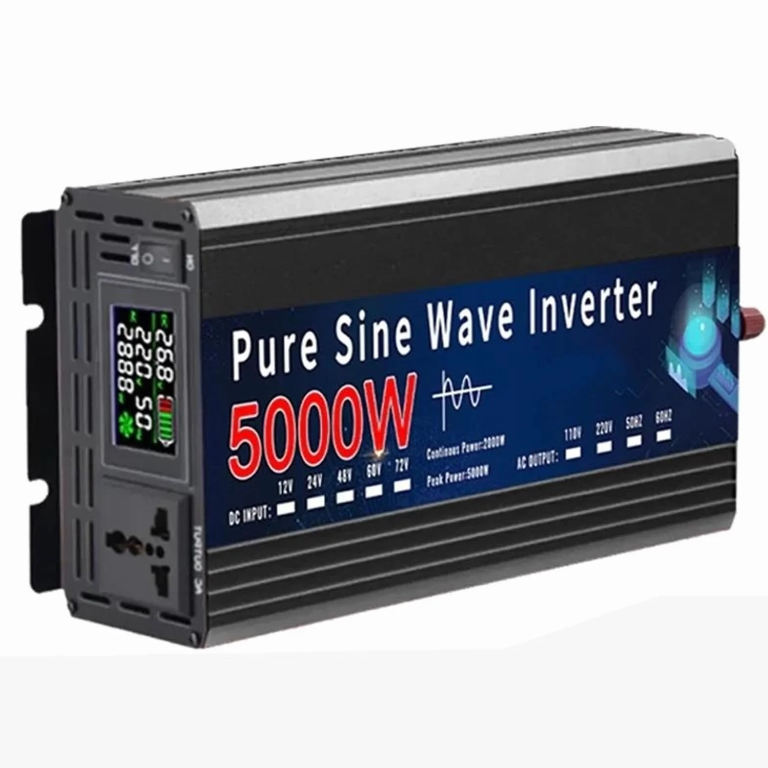Inversor Inversor De Onda Sinusoidal Pura De 4000W 5000W 12V 220V 24V 110V Convertidor De Voltaje Portátil De CC A CA Inversor Solar para Coche(5000W 24V 220V 60HZ)