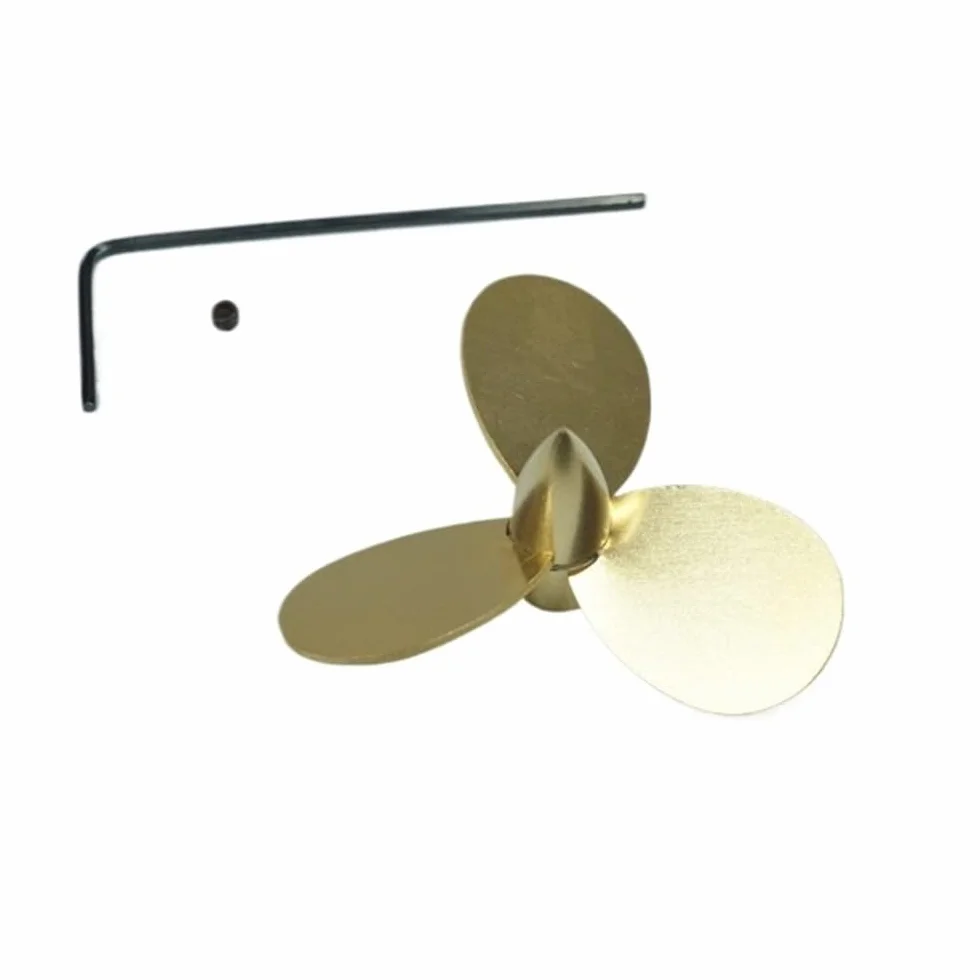 Hélice Barco RC 48 mm Triple Pala Cobre Orificio Eje 3 mm
