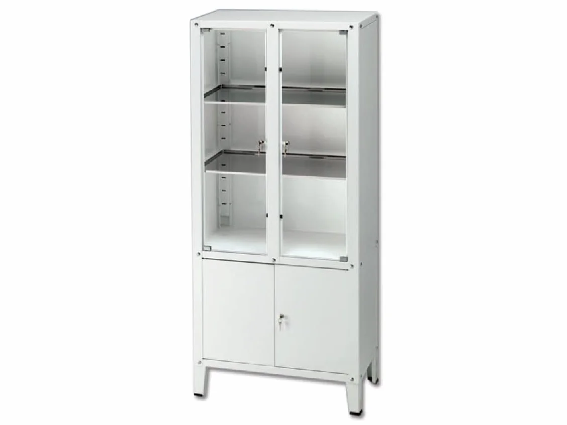 Gima 27900 escaparate de valor a 4 puertas abatibles en vidrio templado, PUERTAS CON BISAGRAS