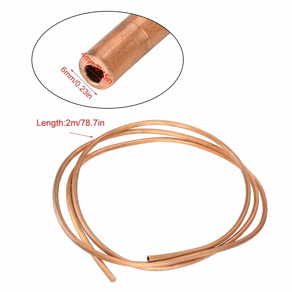 Tubo De Cobre Flexible 2 M T2 Refrigeración OD 6 MM ID 4 MM