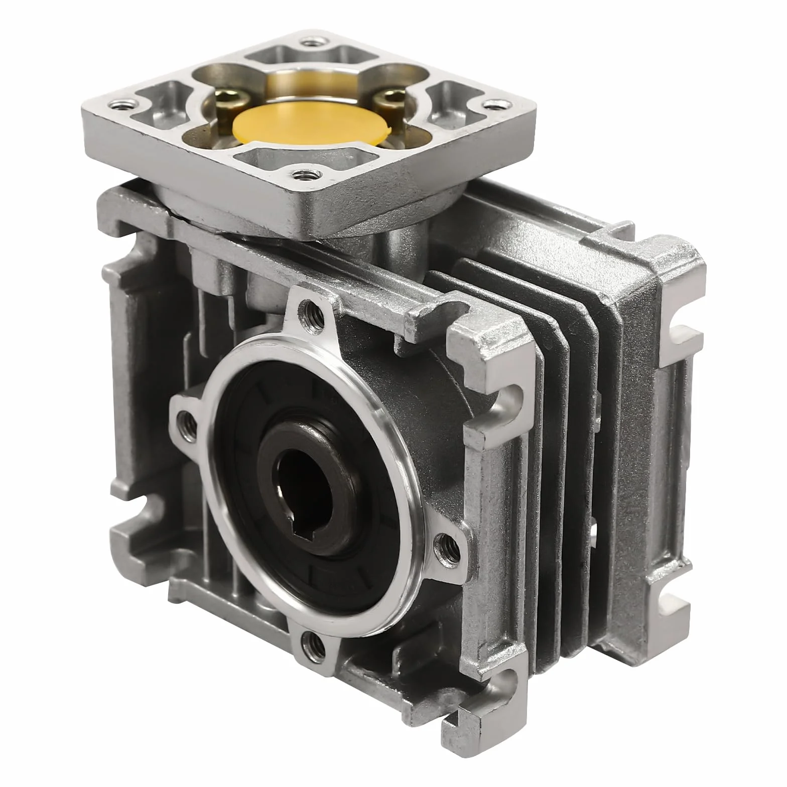 Reductor de engranaje helicoidal con brida cuadrada, relación 15:1, 0-1500 rpm, carcasa de aluminio