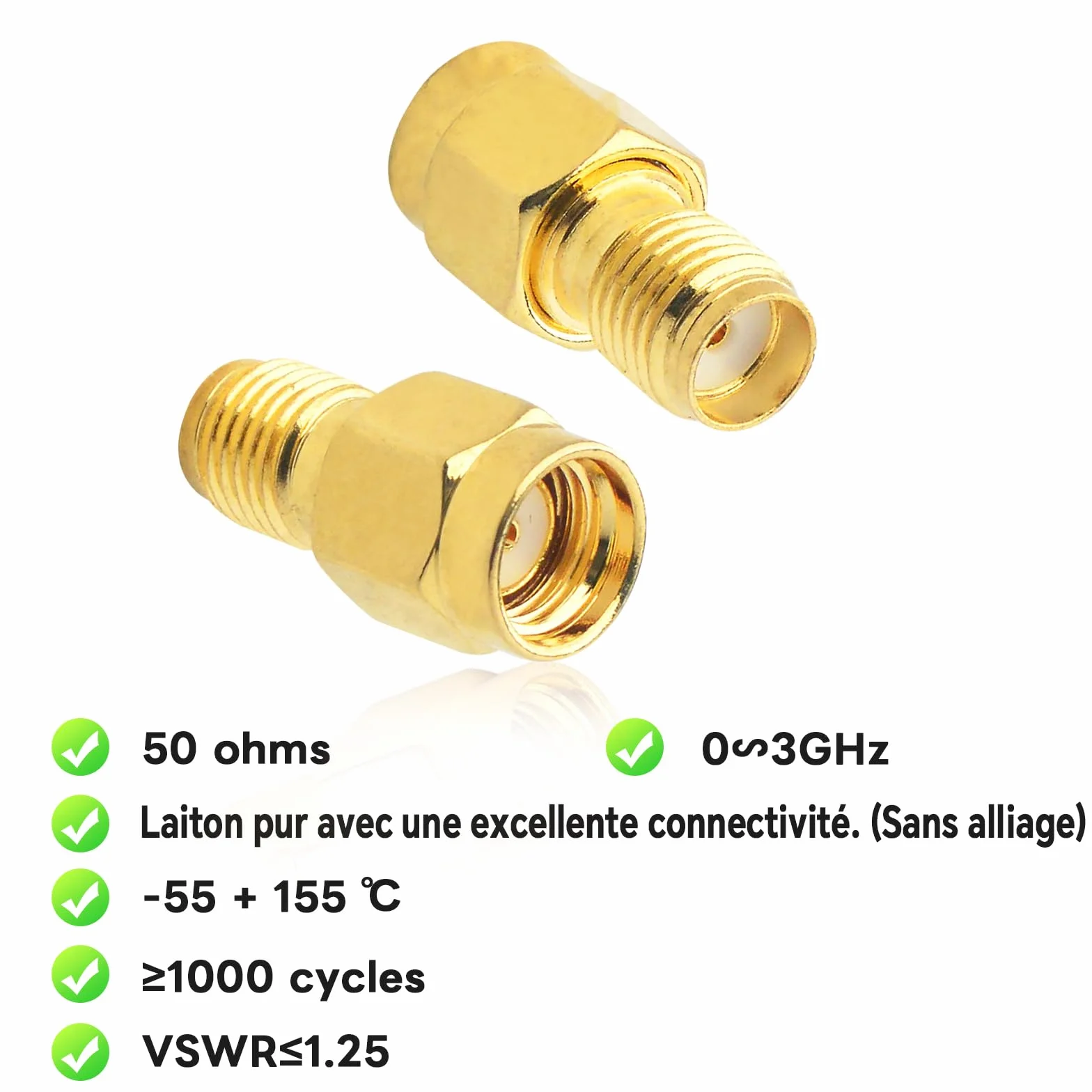 Adaptador SMA a RP-SMA WiFi Antena para FPV Drone, Enrutador, Amplificador de Señal (Paquete de 2)