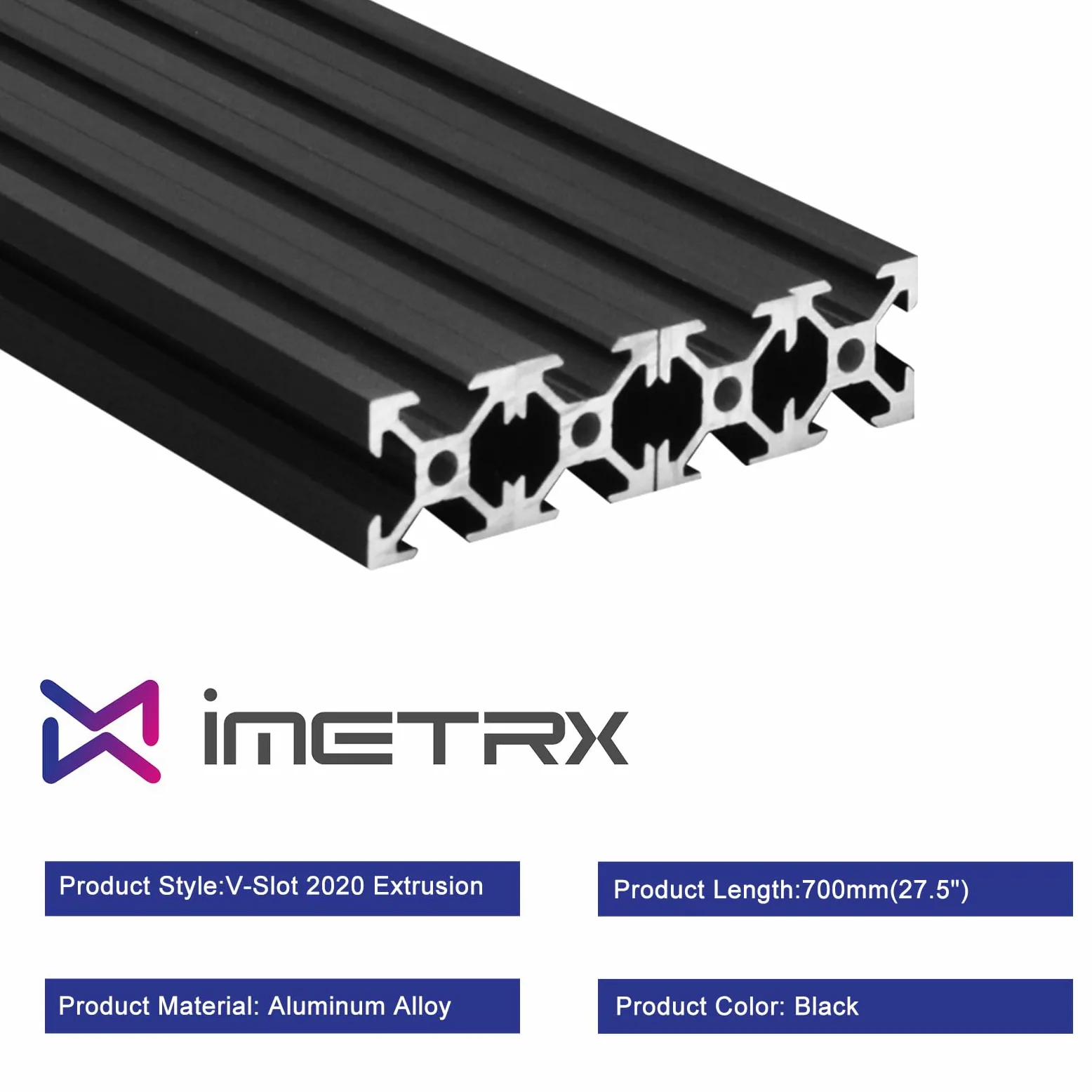 Juego de 8 piezas de extrusión de aluminio con ranura en V 2020 de 700 mm, color negro con soportes de conector 2020 y perfil de aluminio anodizado estándar europeo para piezas de impresora 3D
