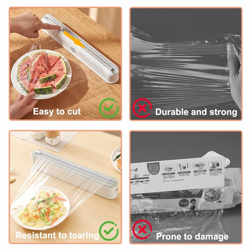 Dispensador Papel Aluminio y Film 2PCS Rellenable Magnético para Cocina con Cortador