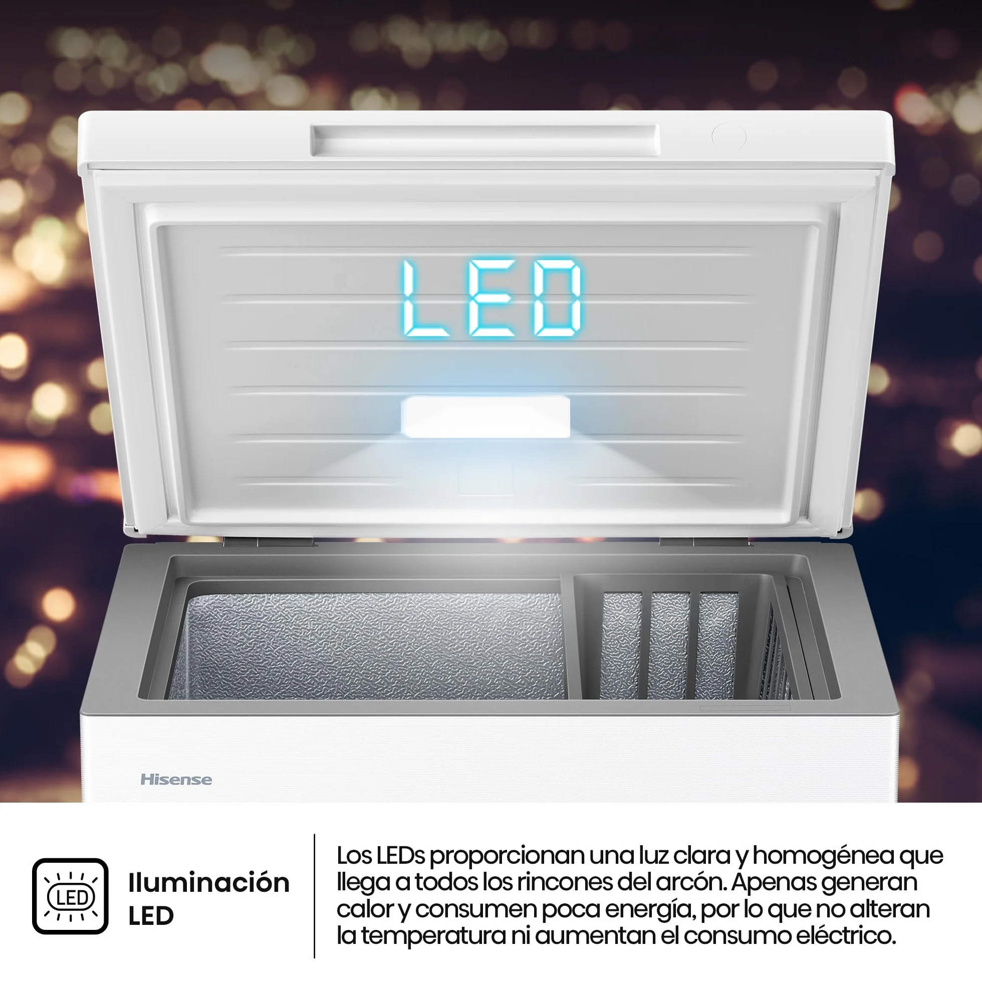 Hisense Arcón Congelador Horizontal 141L 86cm Congelación 360° Convertible Control Electrónico Freezer Protect Blanco