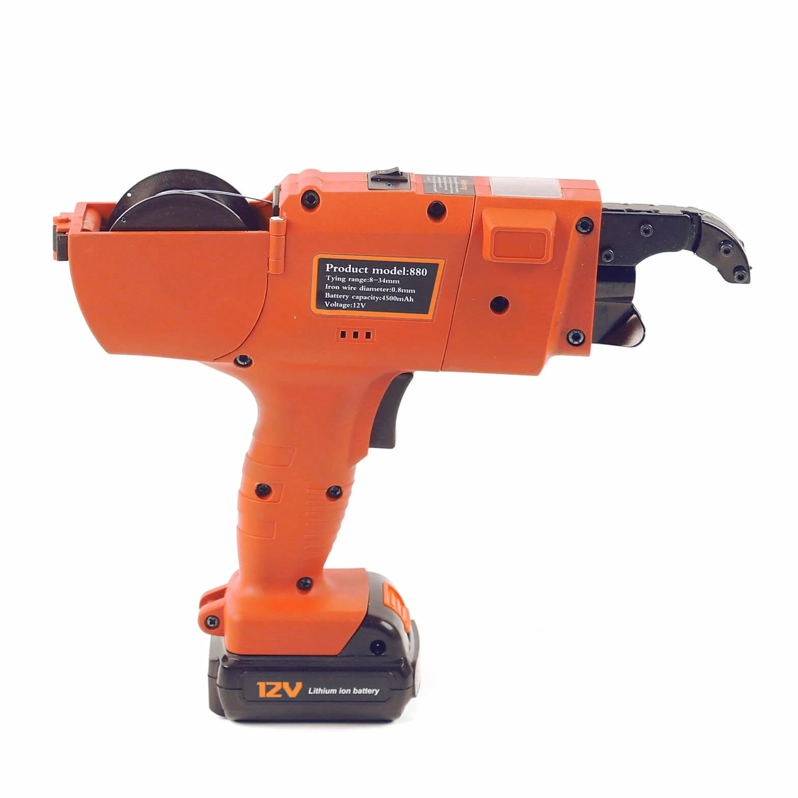 Máquina flejado automática 4500mAh Máquina de fijación de alambre de refuerzo Rebar Tying máquina de encuadernación eléctrica 8mm-34mm,para barras de armadura,suelo de celosía,mangueras (naranja)