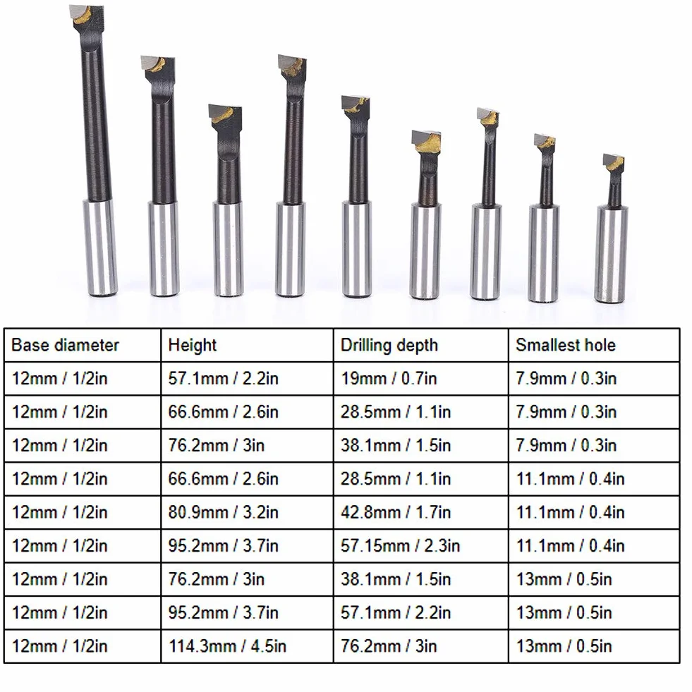 Juego de 9 barras de mandrinar de 12 mm de cabeza de acero de alta velocidad CNC herramienta de fresado de torno