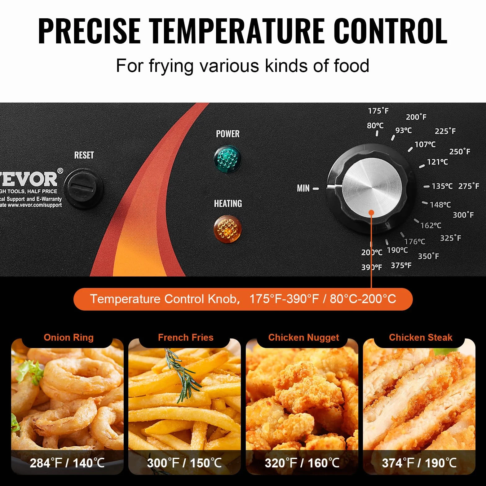 VEVOR Freidora Eléctrica Comercial de Encimera 3100 W con Cesta, Patas Regulables en Altura, Individual en Acero Inoxidable 11,5 L, Control de Temperatura, Uso en Restaurantes, 275 x 415 x 370 mm